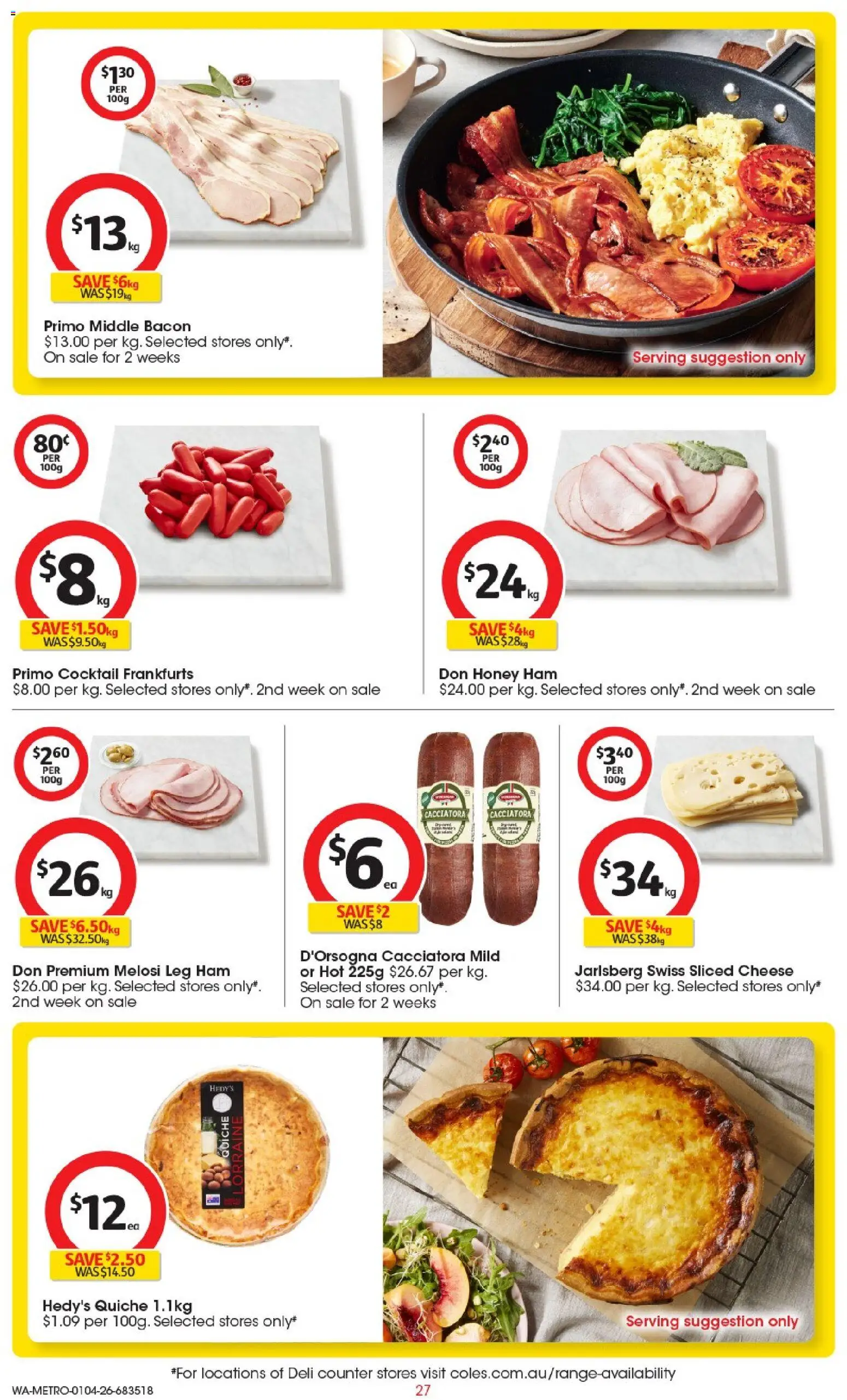 Coles catalogue - valid from 01.04.2026 | Page: 27 | Products: Bacon, Cheese, Ham, Honey
