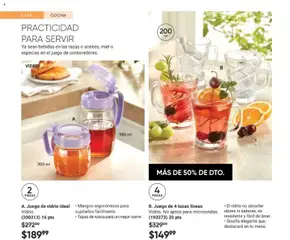 Vista previa de A. Juego de vidrio ideal Vidrio., Mangos ergonómicos para sujetarlos fácilmente. Tapas de rosca para un mejor cierre., nuevo folleto de la tienda, válido en México a partir del 07.11.2025 | Página: 86