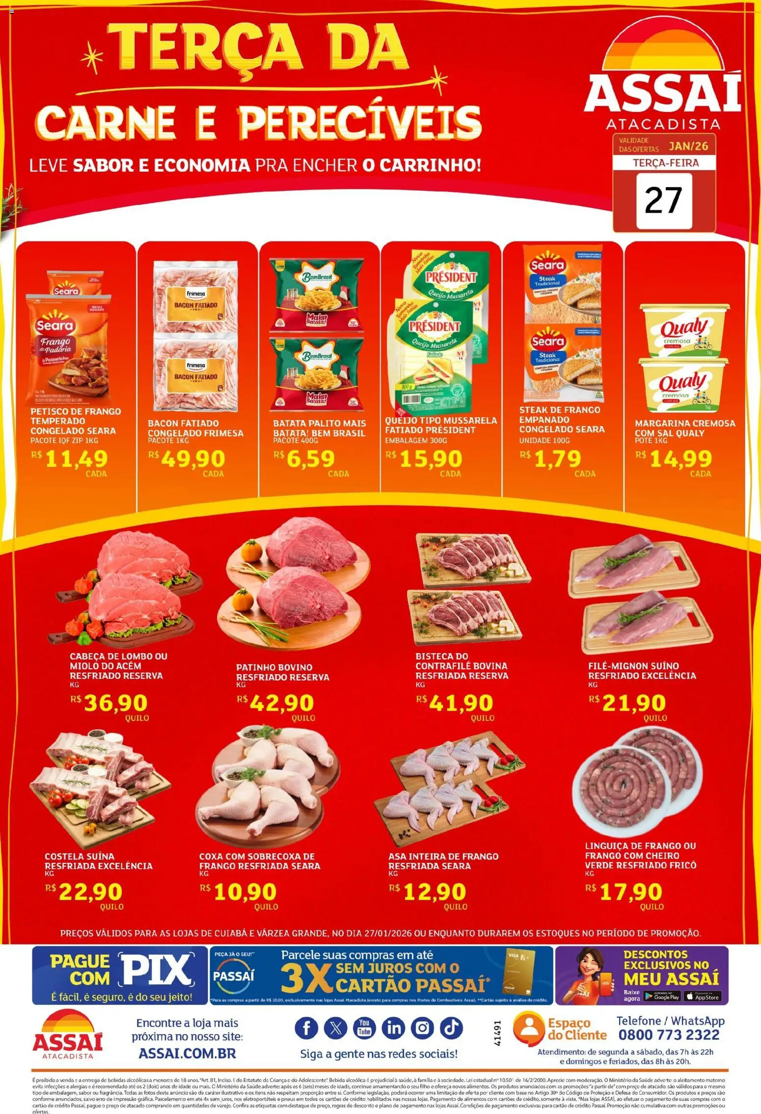 Assaí Atacadista Folheto - válido de 27.01.2026 | Página: 1 | Produtos: Lombo, Pneus, Batata, Frango