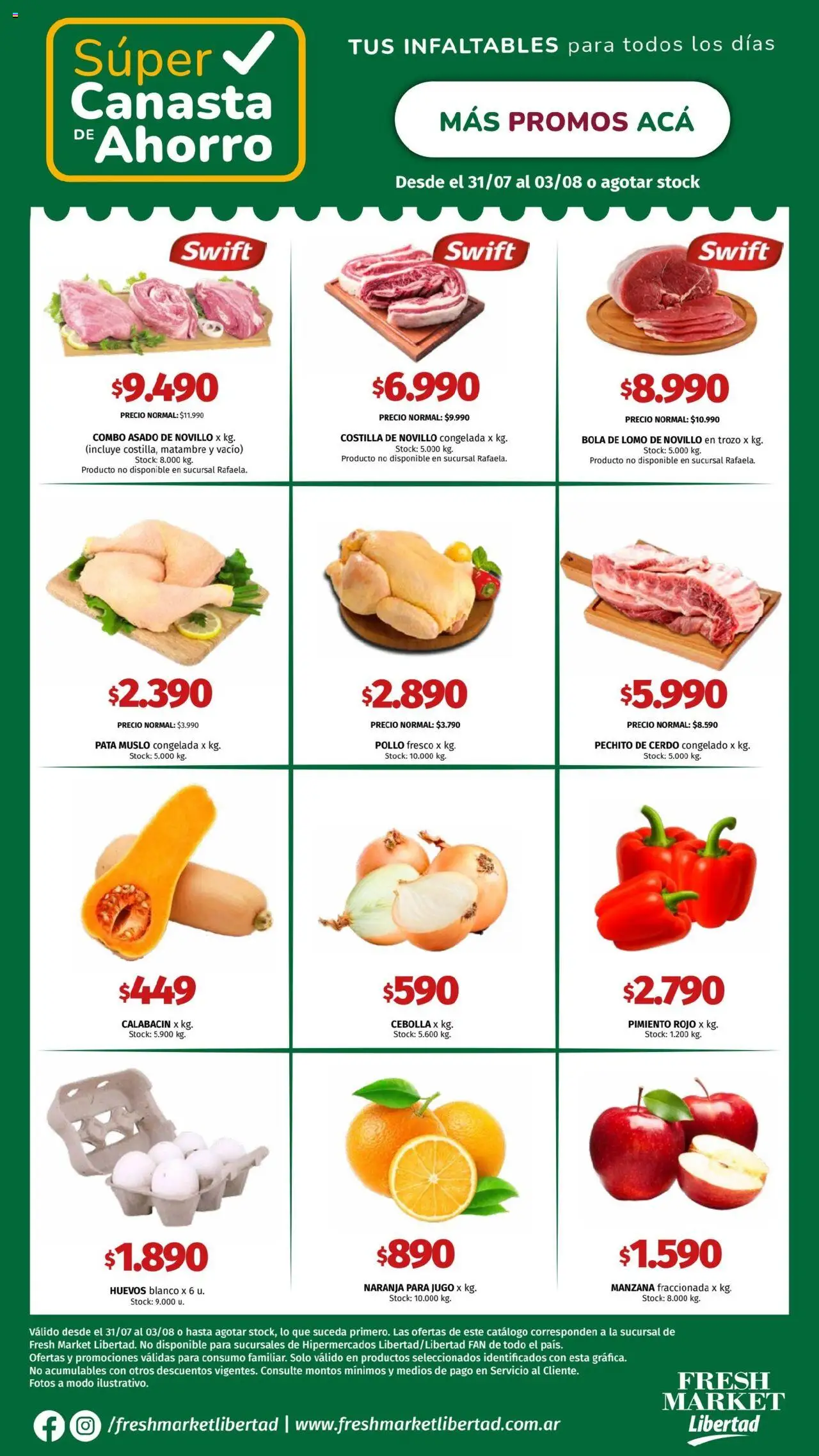 Hipermercado Libertad - Canasta - DOT │ válido desde el 31.07.2025 | Página: 2 | Productos: Pollo, Cebolla, Manzana, Cerdo