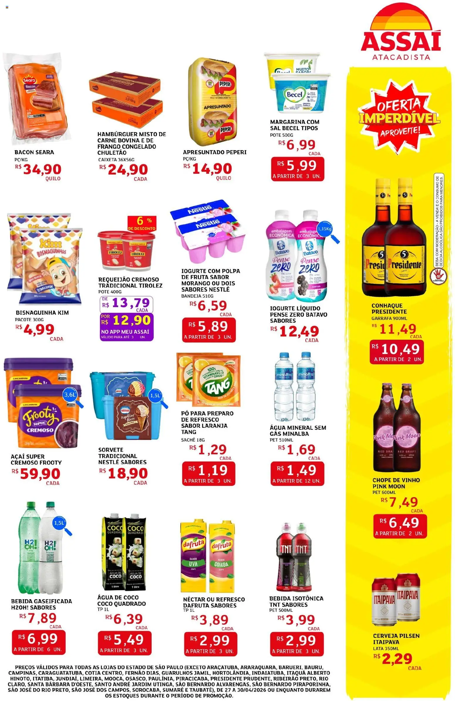 Assaí Atacadista Folheto - válido de 27.04.2026 | Página: 3 | Produtos: Refresco, Água de coco, Carne, Sal