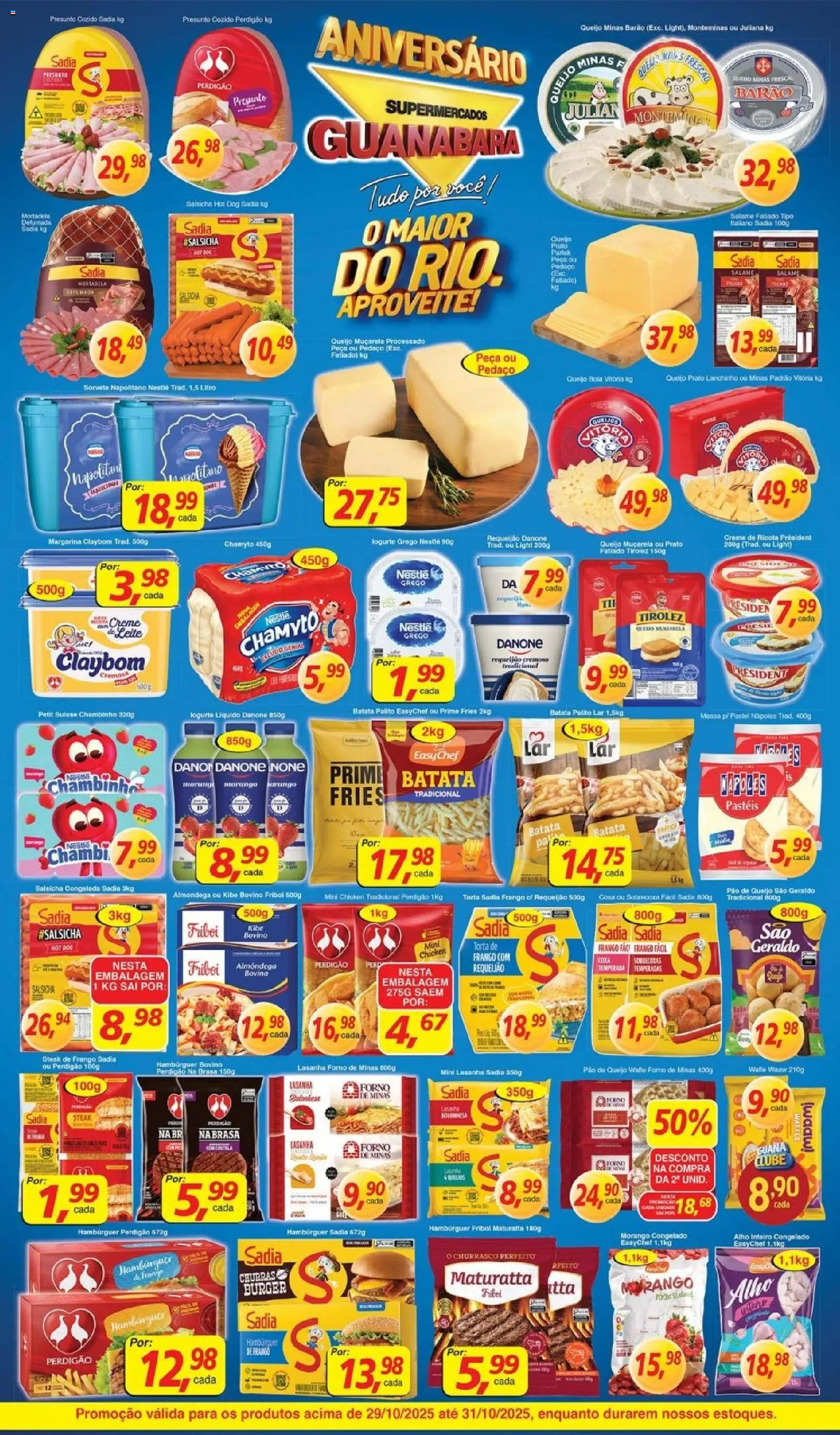 Supermercados Guanabara Folheto - válido de 29.10.2025 | Página: 4 | Produtos: Presunto, Mortadela, Batata, Frango