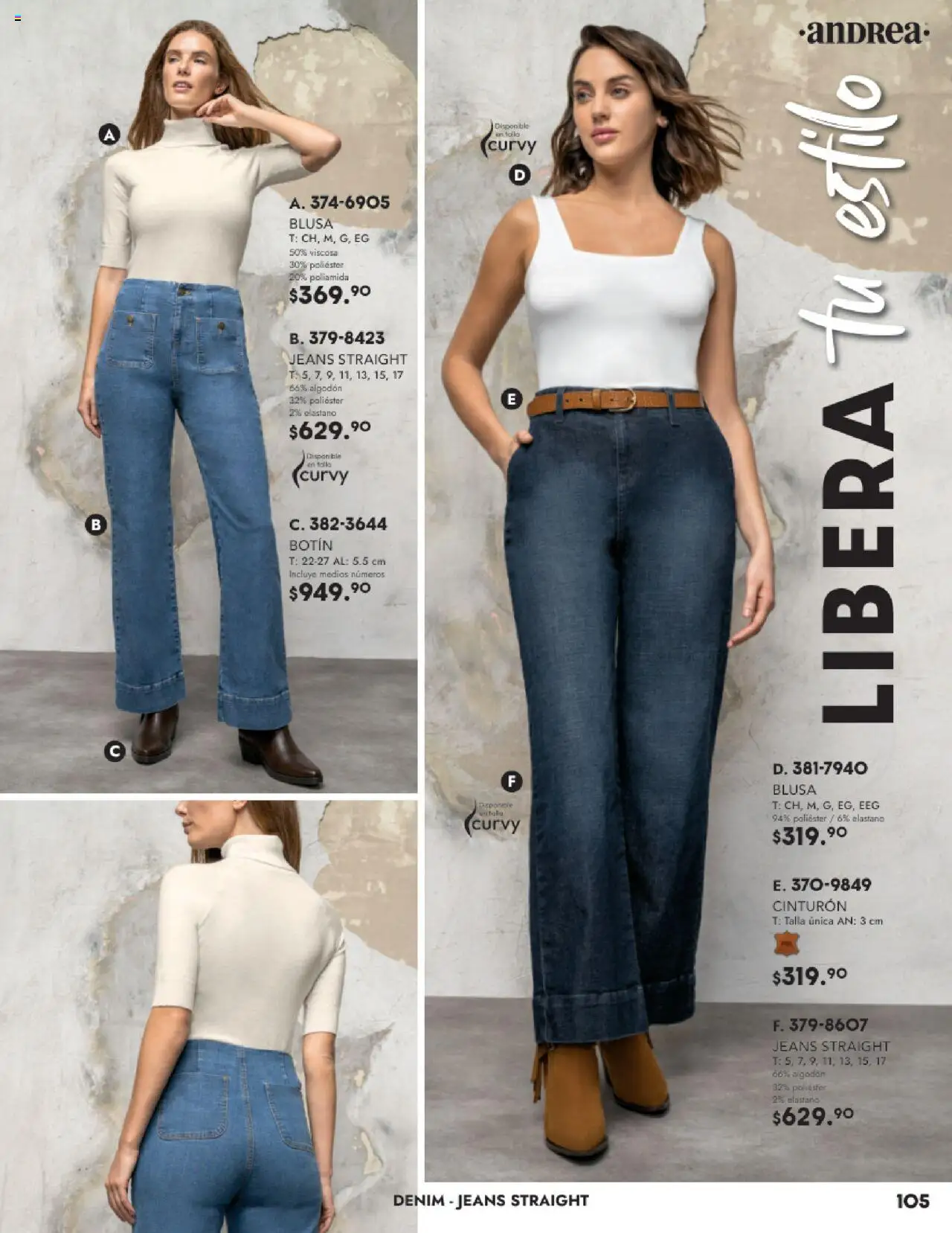 Nuevas ofertas de Andrea válidas en toda la República Mexicana desde el 22.08.2025. ¡Encuentra las mejores ofertas en Andrea - Catálogo Vestir Exterior - Otoño / Invierno! | Página: 105 | Productos: Blusa, Cinturón, Algodón, Botín