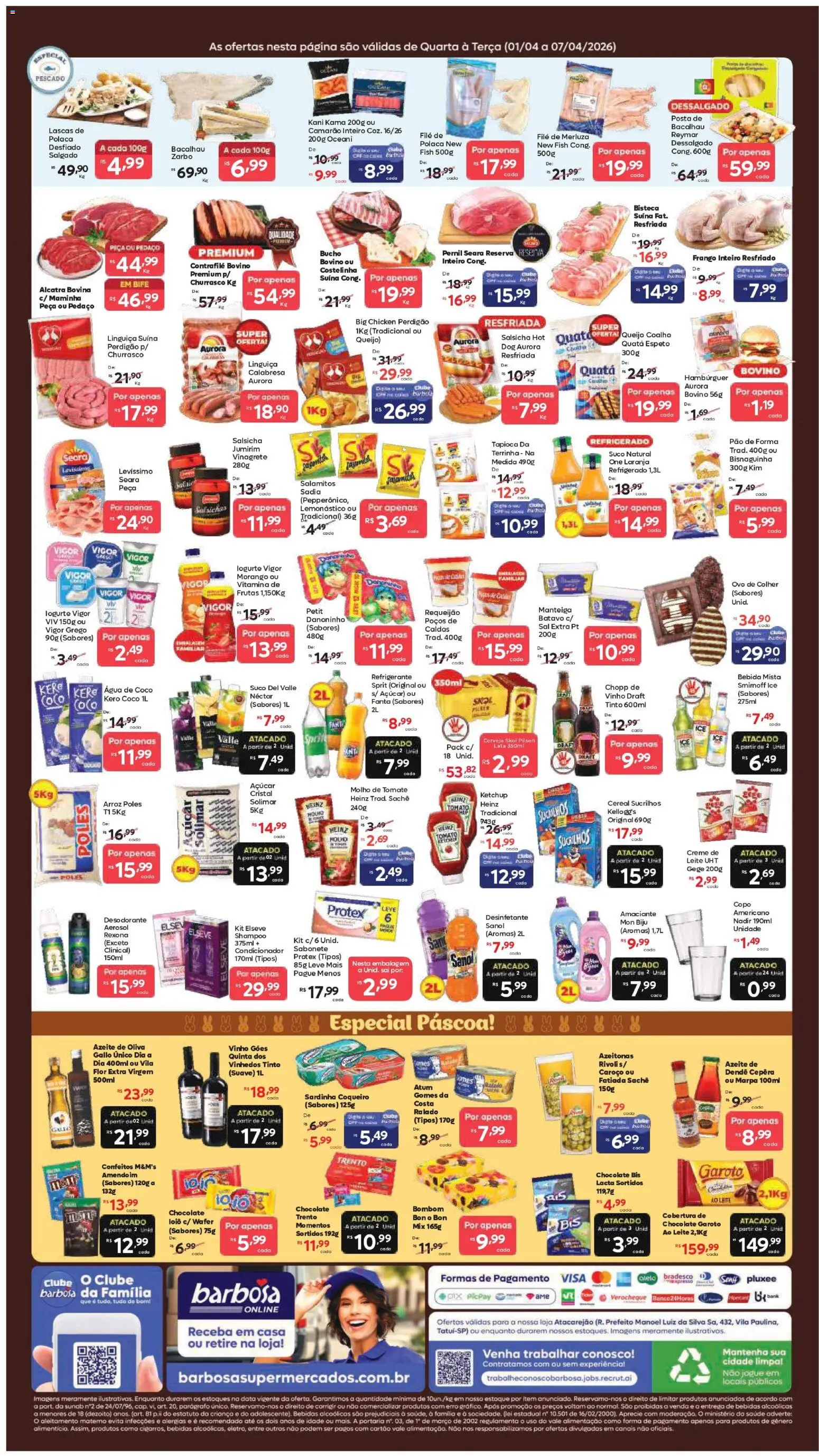 Barbosa Supermercados Folheto - válido de 01.04.2026 | Página: 2 | Produtos: Queijo, Suco, Arroz, Desinfetante