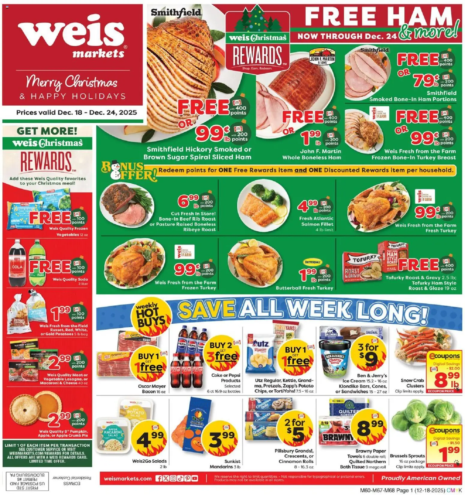 Weis Weekly Circular - MD - valid from 18.12.2025 | Page: 2 | Products: Ham, Chips, Salad, Potatoes