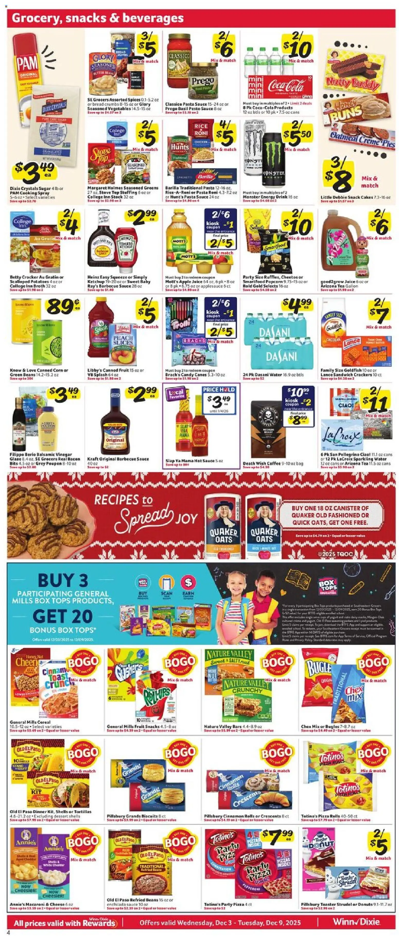 Winn Dixie Weekly Circular - LA - valid from 03.12.2025 | Page: 4 | Products: Bread, Coffee, Tea, Sauce