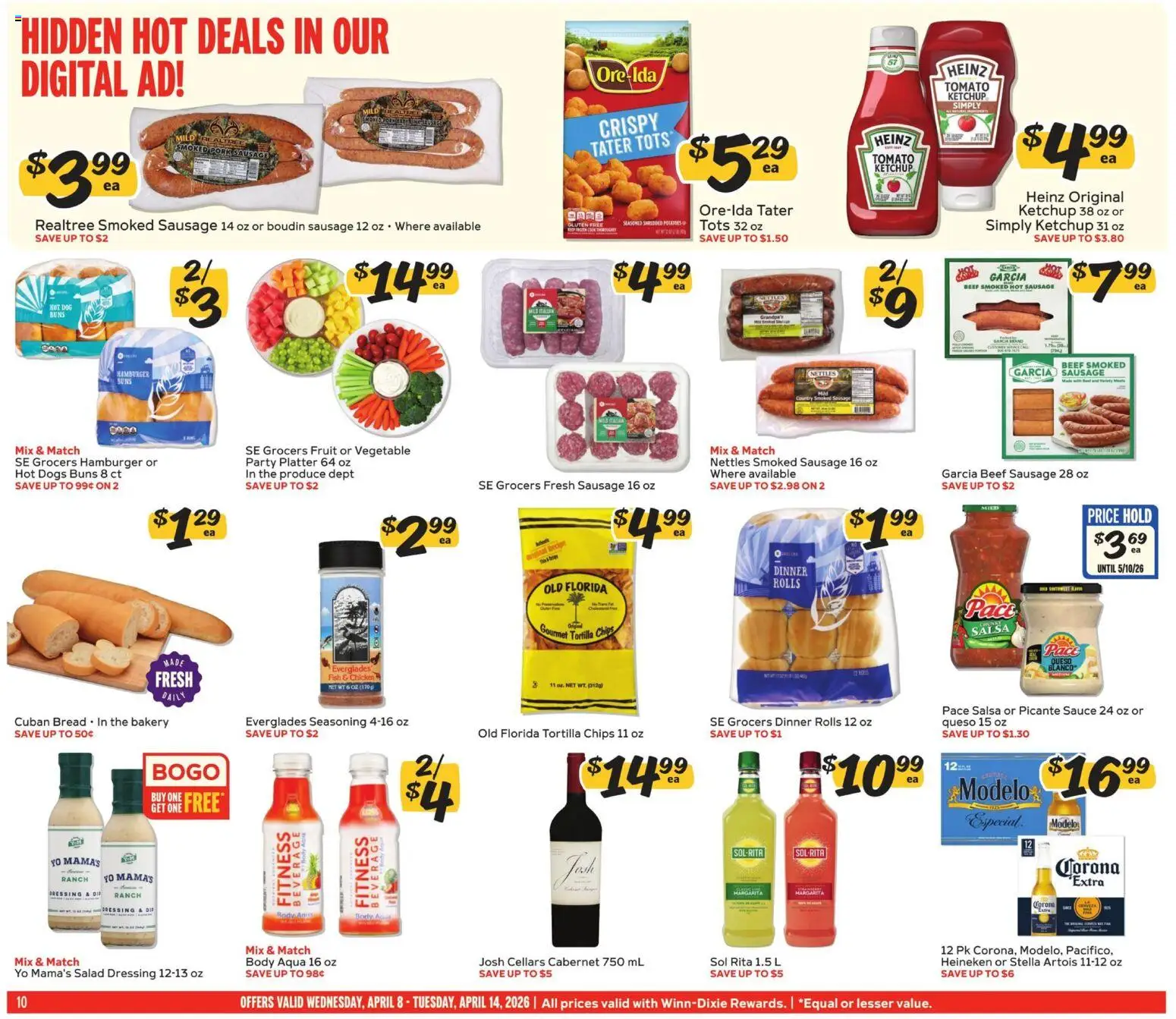 Winn Dixie Weekly Ad - valid from 08.04.2026 | Page: 10 | Products: Chips, Ketchup, Salad, Sauce