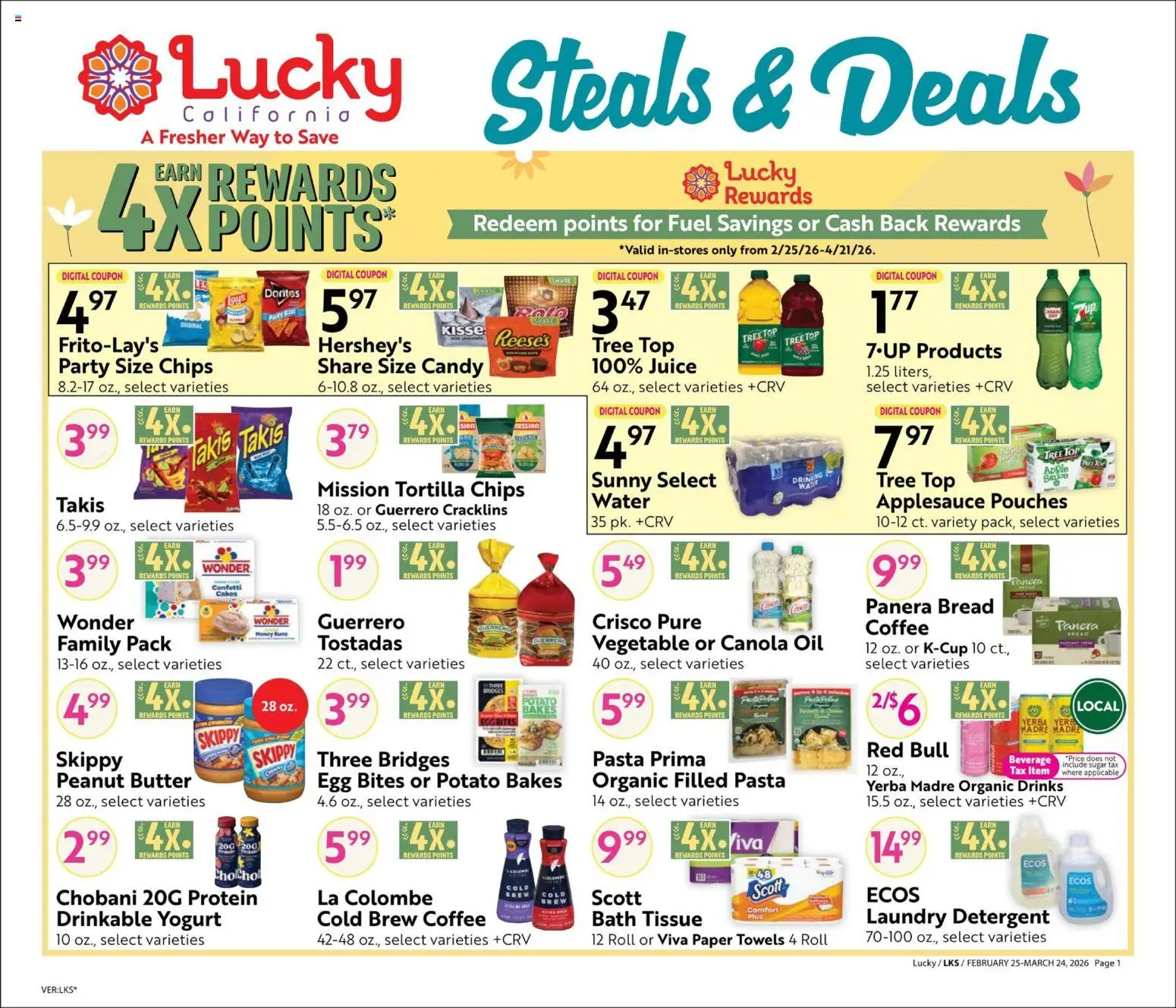 Lucky Supermarkets Big Book of Savings - valid from 25.02.2026 | Page: 1 | Products: Bath, Oil, Detergent, Chips