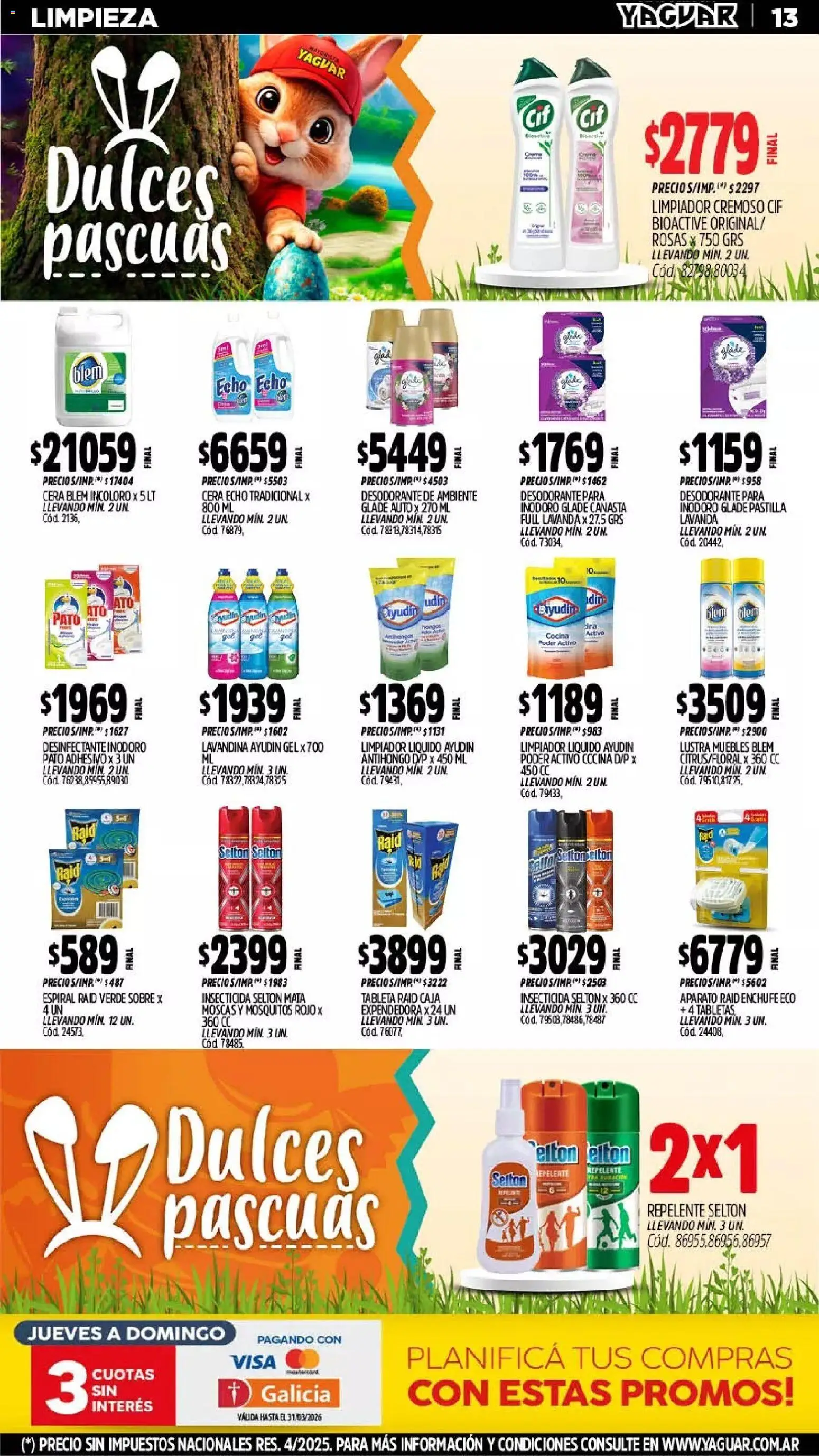 Yaguar - Oferta Semanal General Roca │ válido desde el 23.03.2026 | Página: 13 | Productos: Lavandina, Enchufe, Caja, Cera