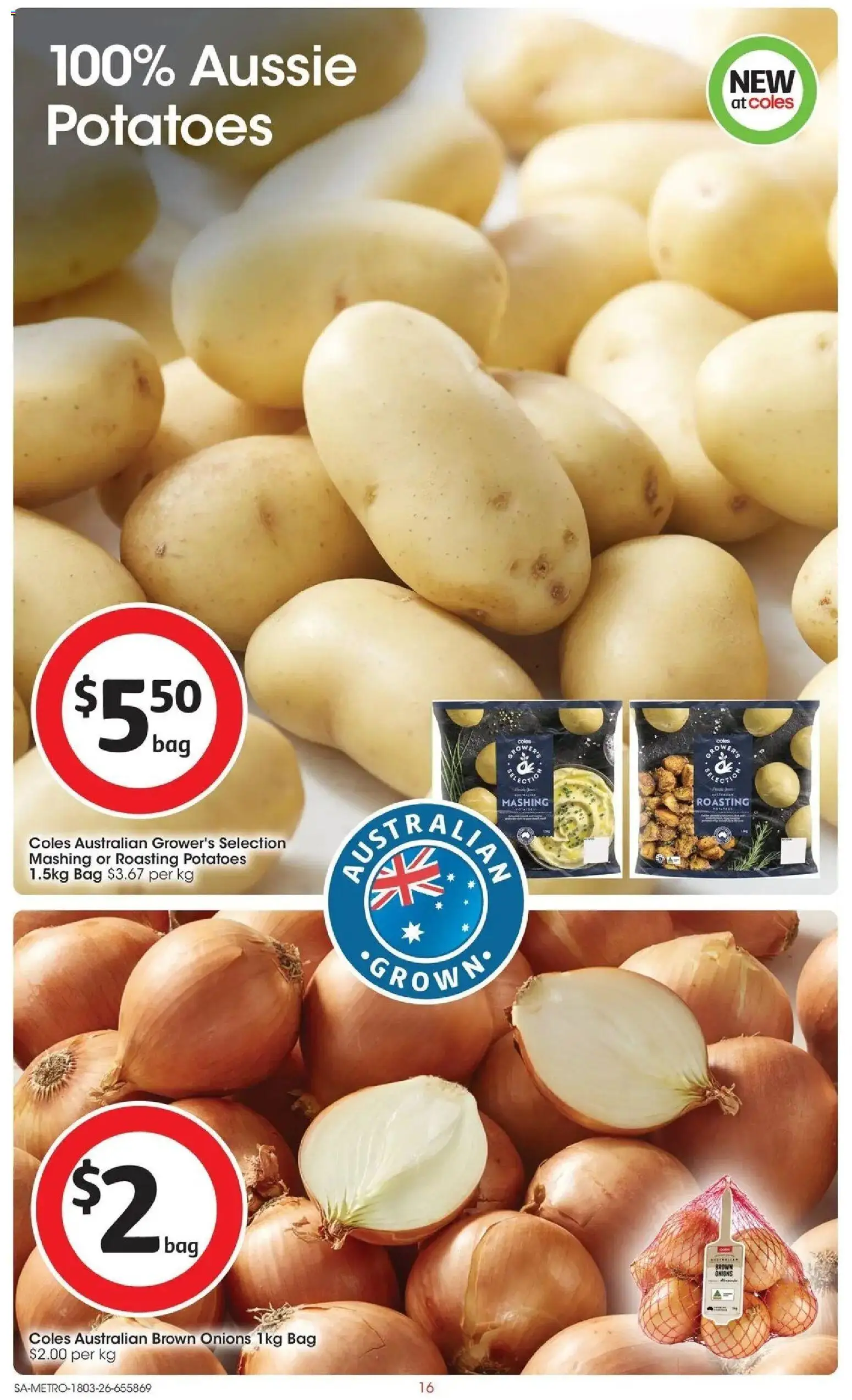 Coles catalogue - valid from 17.03.2026 | Page: 16 | Products: Potatoes, Onions, Bag