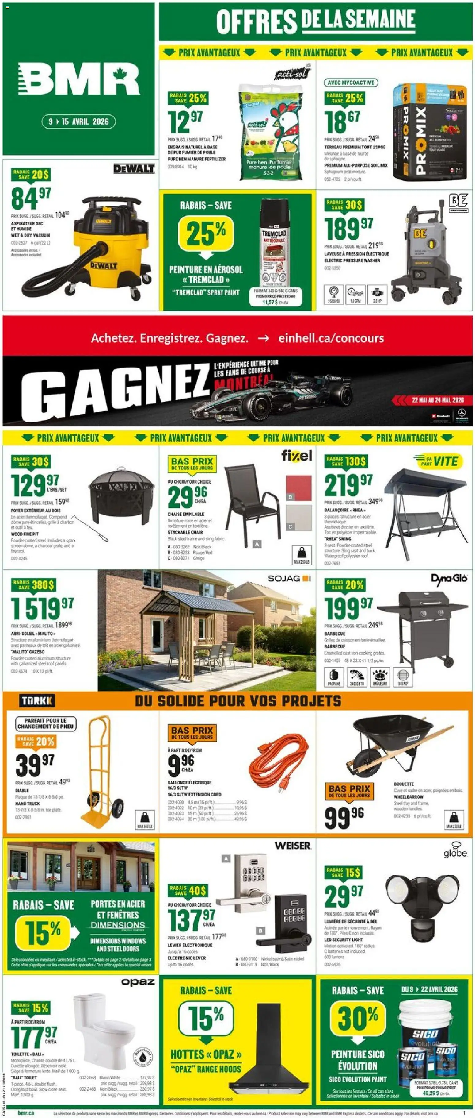 BMR flyer valid from 09.04.2026 | Page: 1 | Products: Iron, Powder, Chair, Toilette