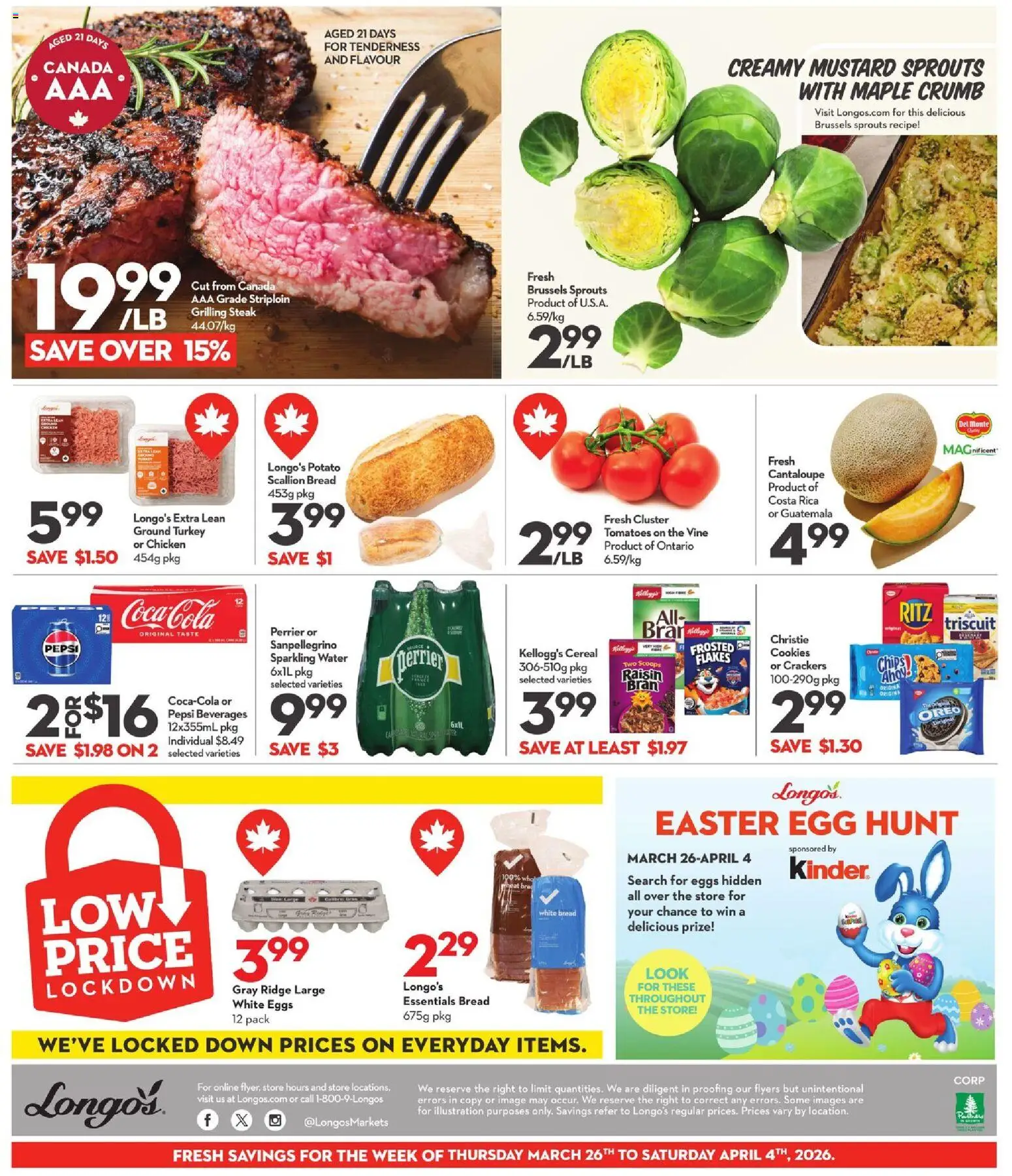 Longo's flyer valid from 26.03.2026 | Page: 4 | Products: Cookies, Turkey, Eggs, Tomatoes