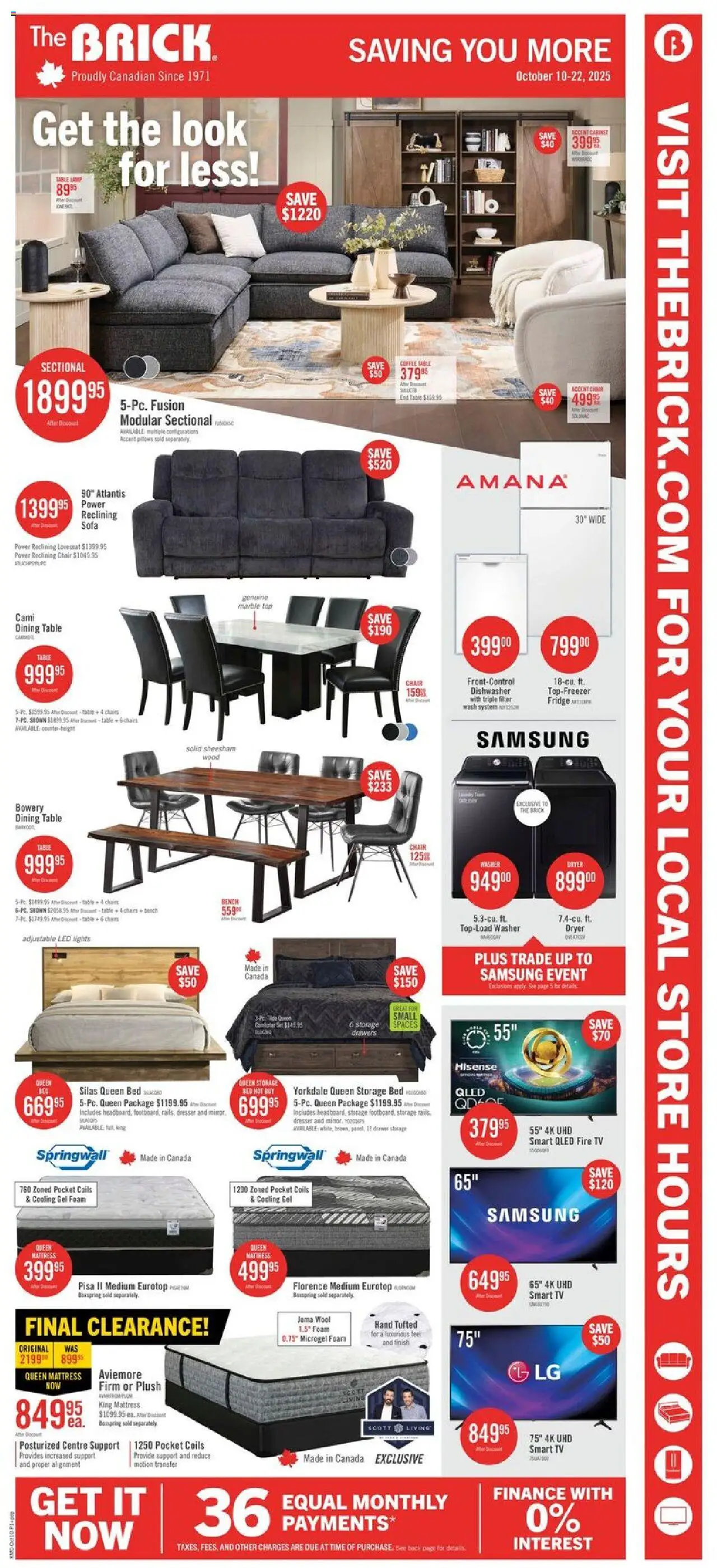 The Brick flyer valid from 10.10.2025 | Page: 5 | Products: Dishwasher, Mattress, Cabinet, Coffee