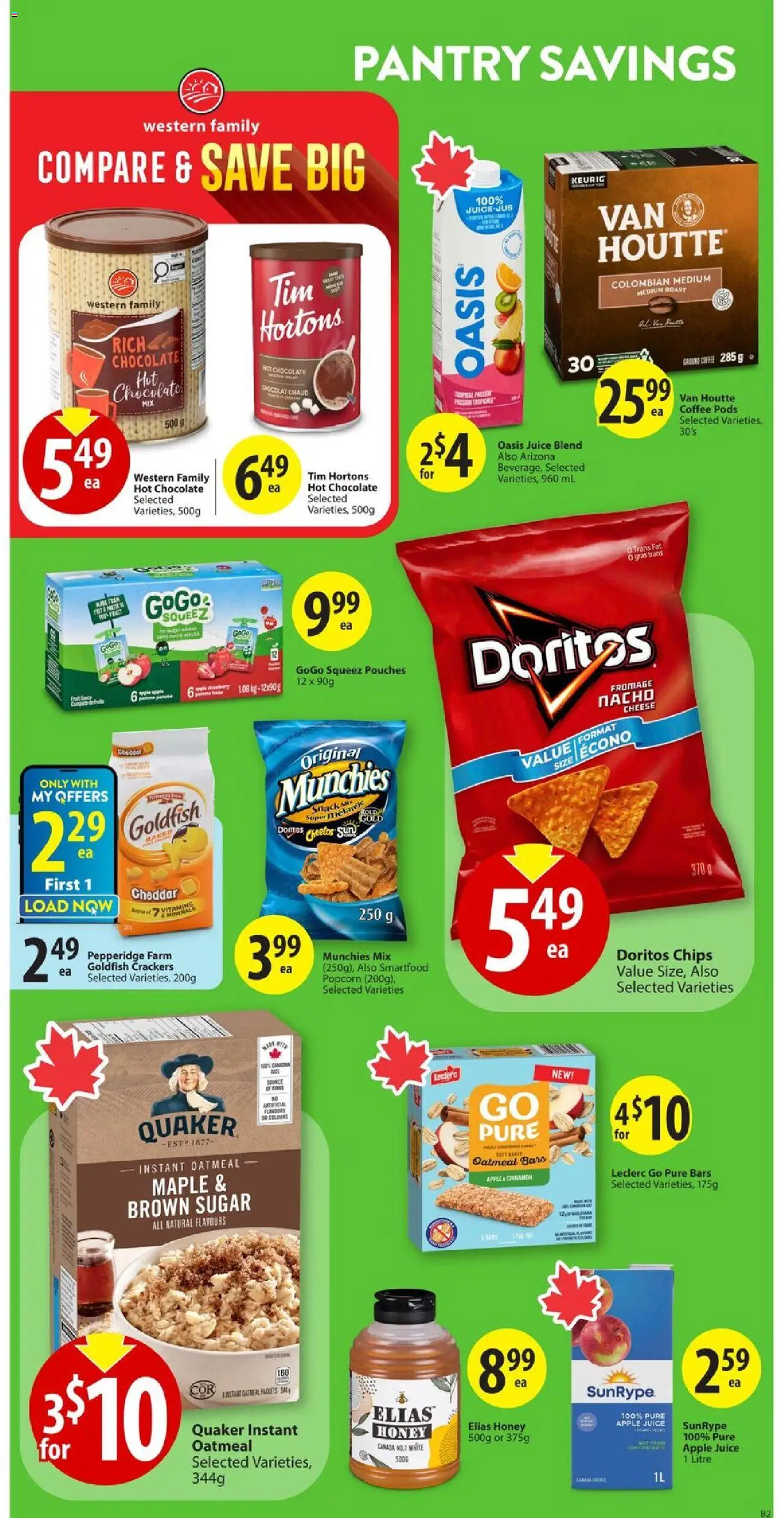 Save on foods flyer valid from 16.10.2025 | Page: 14 | Products: Chips, Coffee, Chocolate, Juice