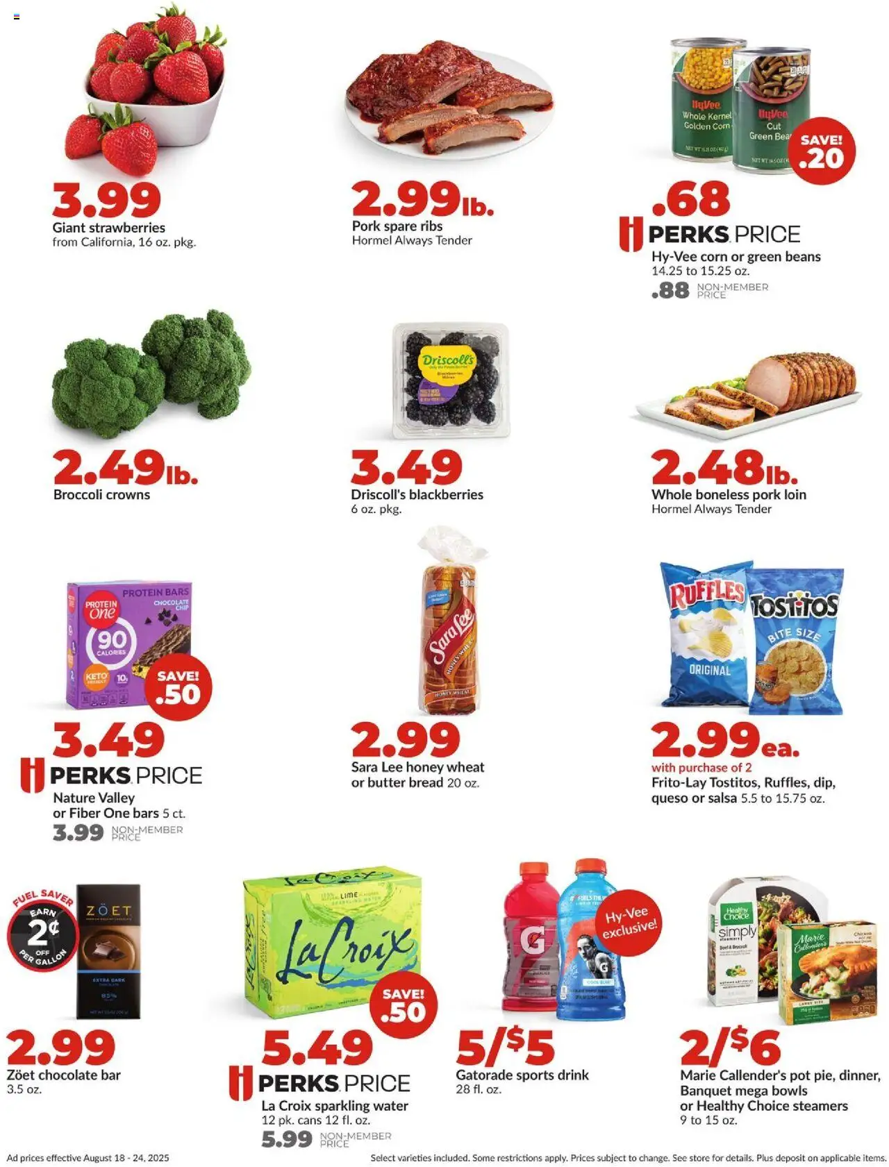 HyVee Weekly Ad - valid from 18.08.2025 | Page: 2 | Products: Corn, Butter, Pork, Water