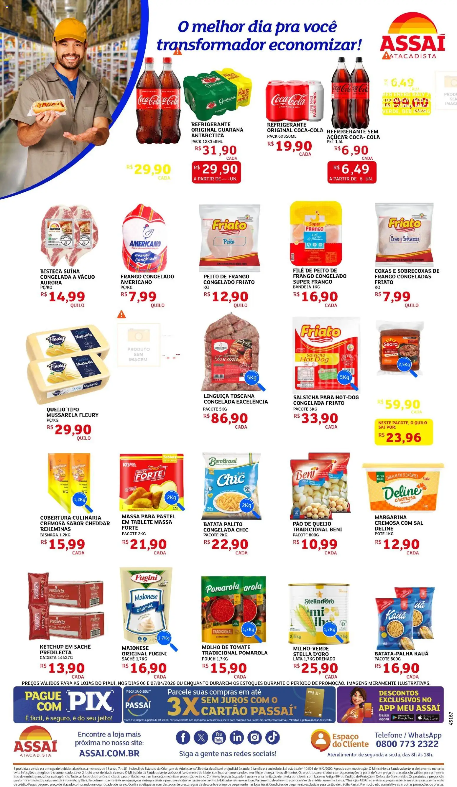 Assaí Atacadista Folheto - válido de 06.04.2026 | Página: 2 | Produtos: Cola, Sal, Frango, Margarina
