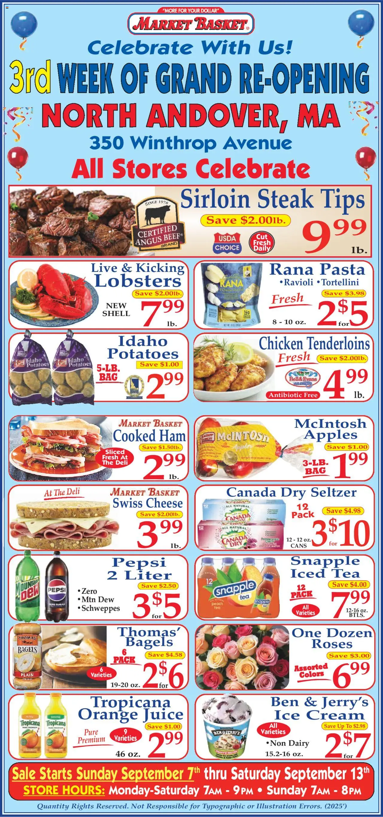 Market Basket Ad - valid from 07.09.2025 | Page: 1 | Products: Tea, Pasta, Cream, Ice cream