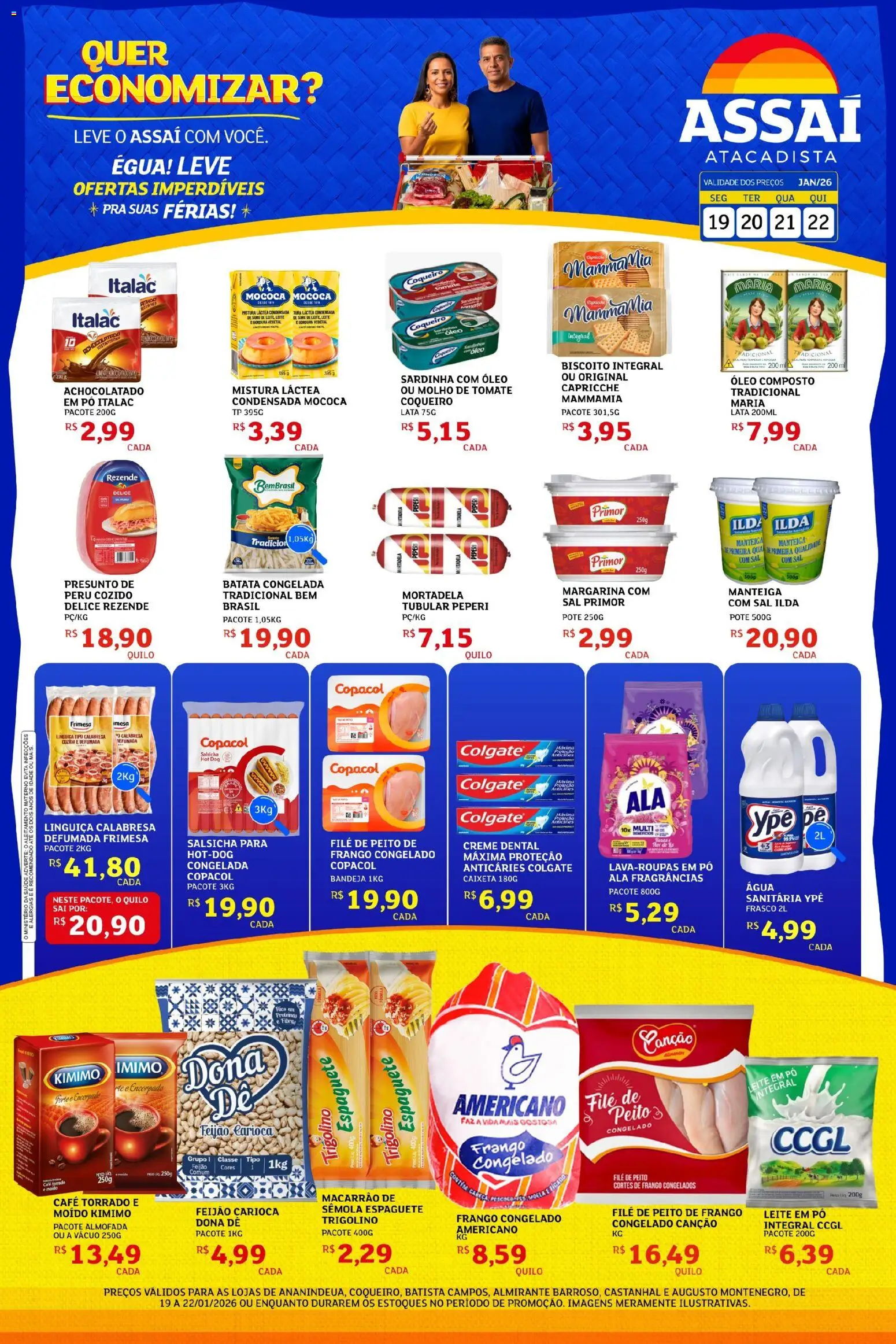 Assaí Atacadista Folheto - válido de 19.01.2026 | Página: 1 | Produtos: Óleo, Macarrão, Bandeja, Leite em pó