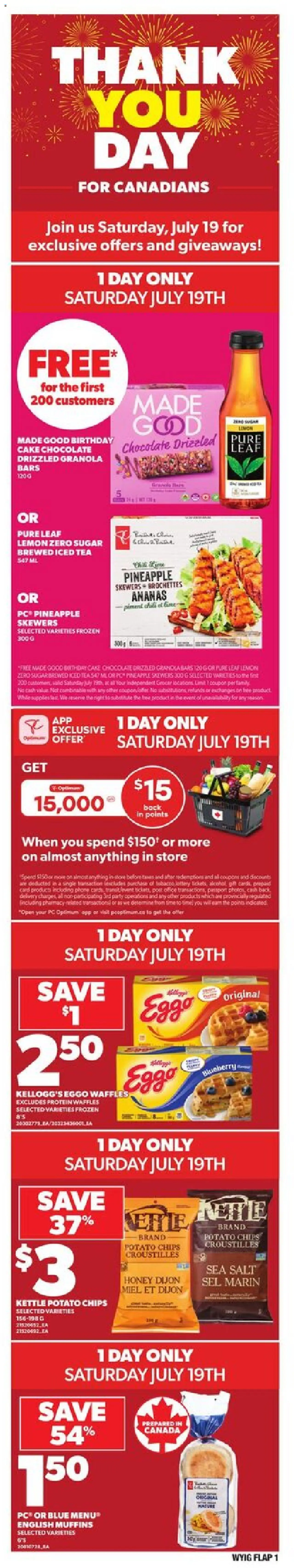 Independent Grocer flyer valid from 17.07.2025 | Page: 1 | Products: Tea, Chips, PC, Chocolate