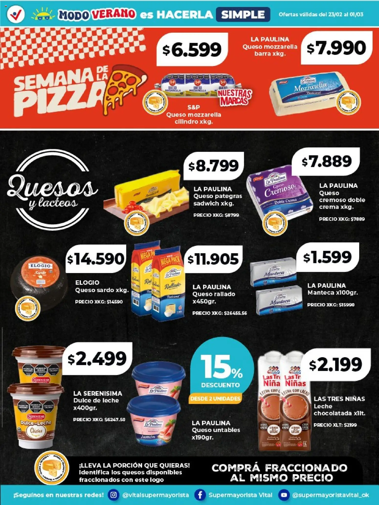 Vital - Especial de frescos │ válido desde el 23.02.2026 | Página: 4 | Productos: Dulce de leche, Pizza, Chocolatada, Crema