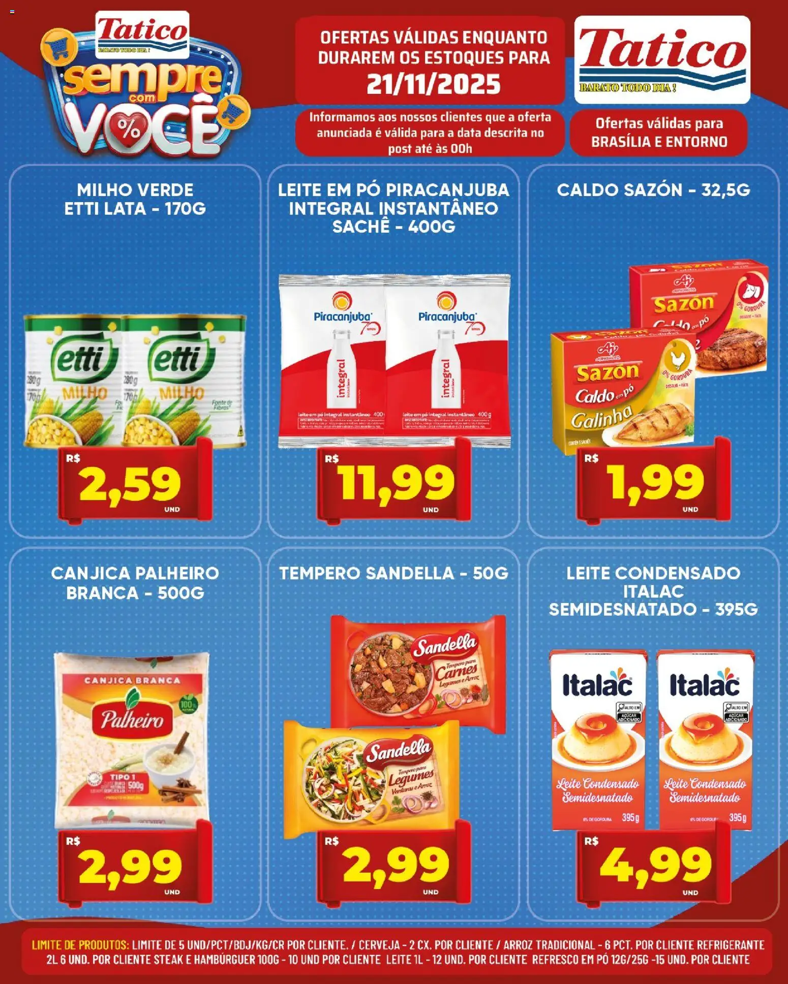 Tatico Folheto - válido de 21.11.2025 | Página: 6 | Produtos: Milho verde, Cerveja, Arroz, Leite condensado