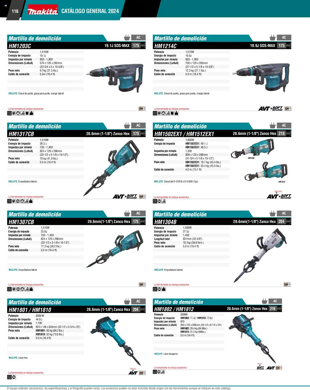 Nuevas ofertas de Makita válidas en toda la República Mexicana desde el 17.04.2024. ¡Encuentra las mejores ofertas en Makita catálogo ! | Página: 116 | Productos: Mango, Cable, Martillo, Llave