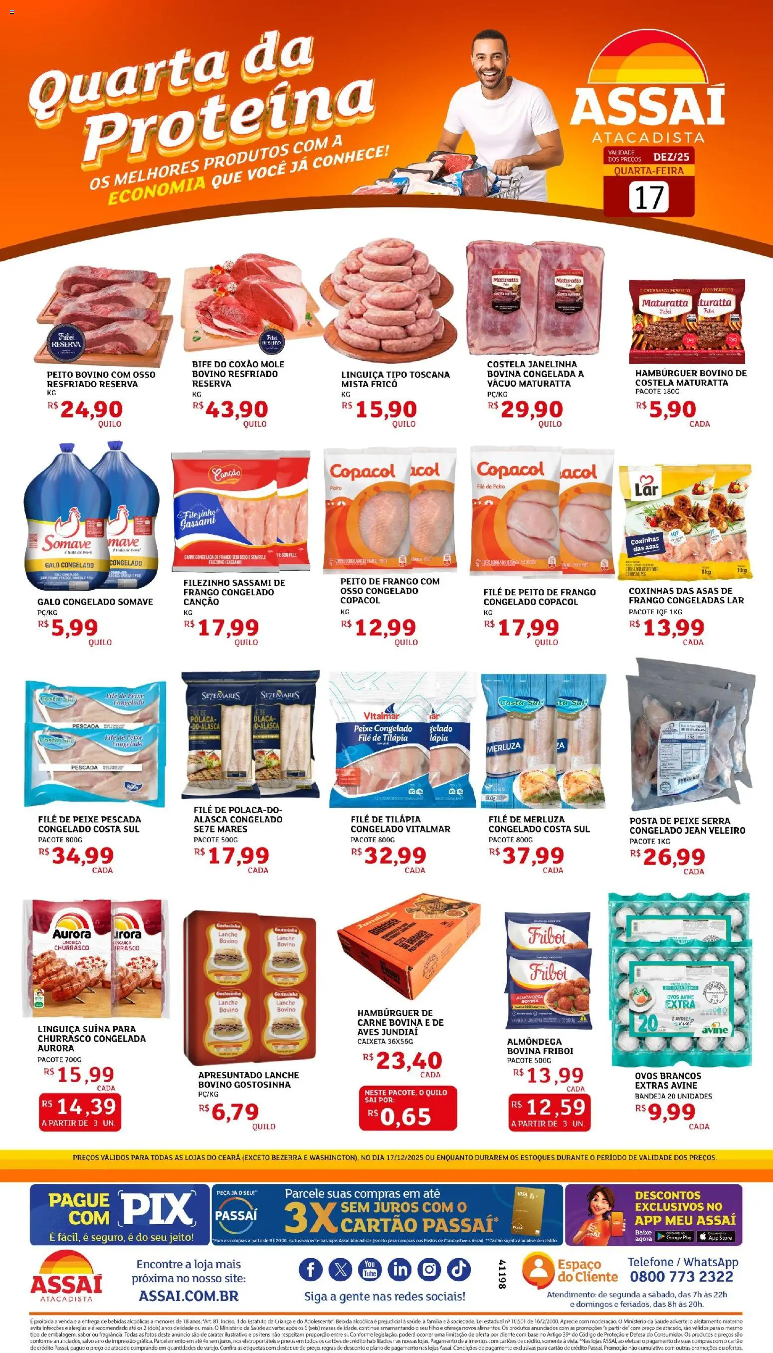 Assaí Atacadista Folheto - válido de 17.12.2025 | Página: 1 | Produtos: Linguiça, Ovos, Feno, Bandeja