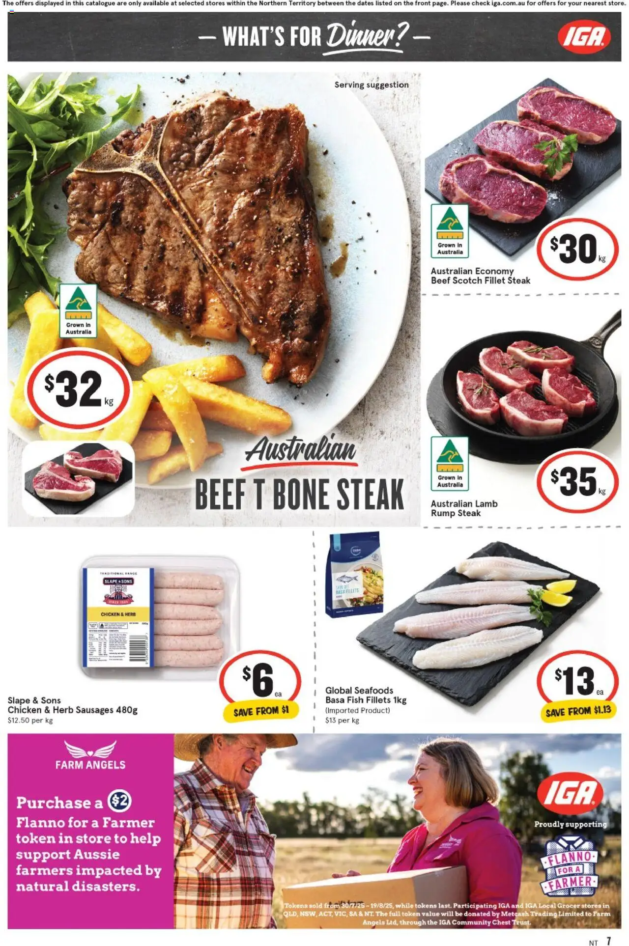 IGA catalogue - valid from 13.08.2025 | Page: 7 | Products: Chicken, Lamb, Fish, Steak