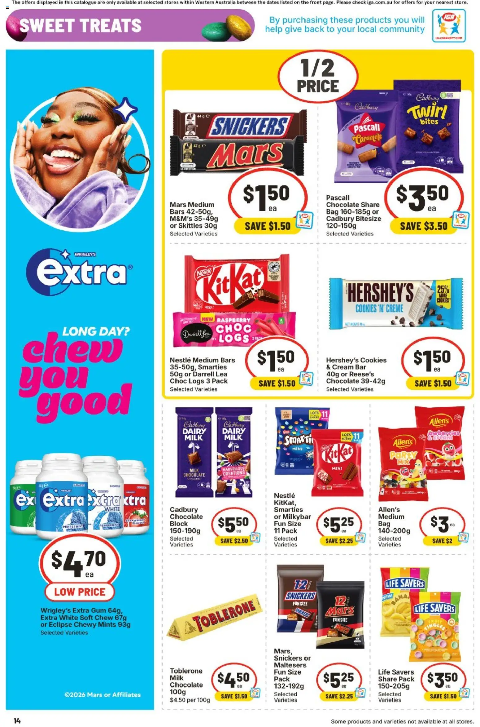 IGA catalogue - valid from 25.03.2026 | Page: 14 | Products: Milk, Gum, Pepper, Raspberry