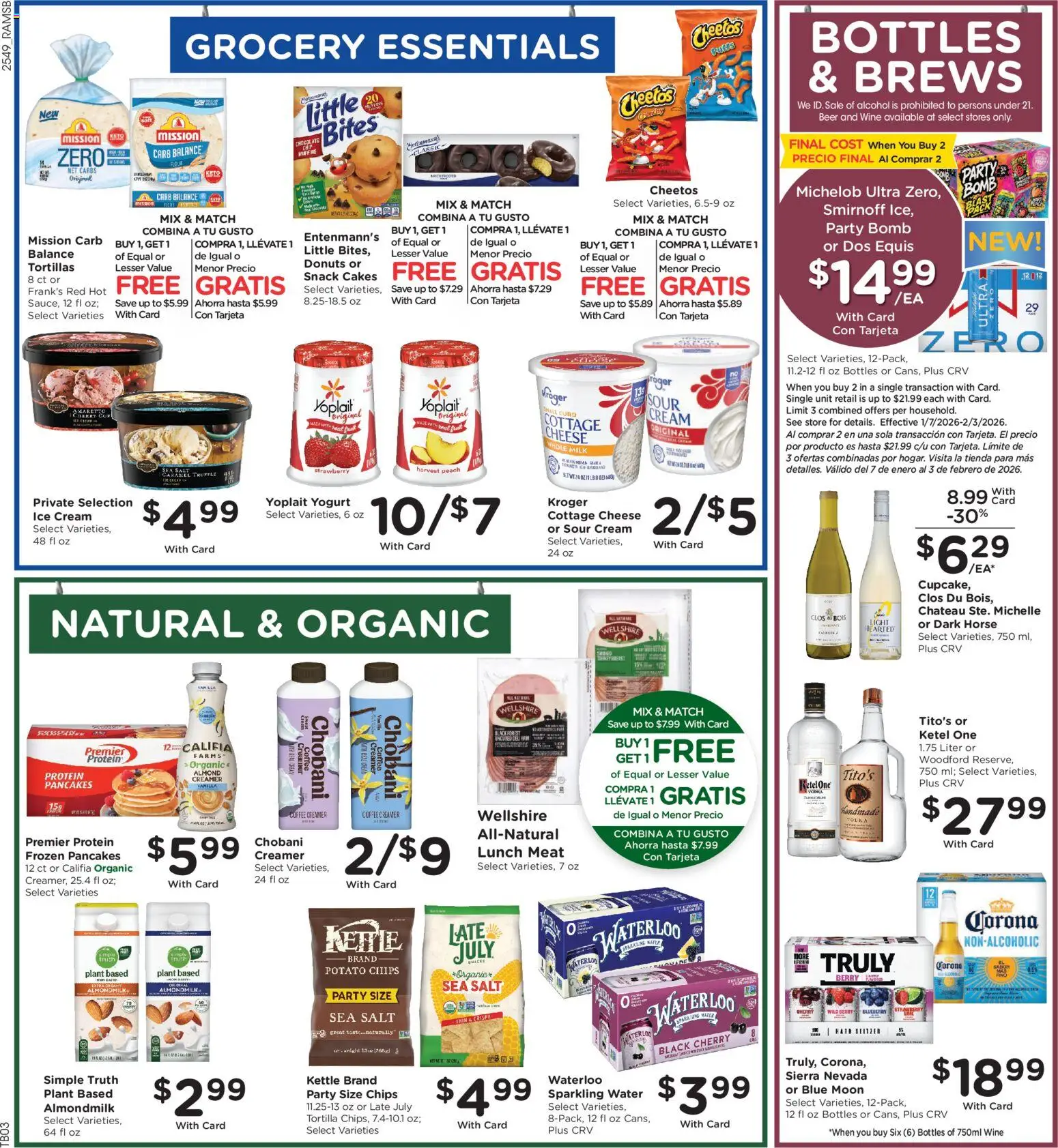Ralphs Weekly Ad - valid from 07.01.2026 | Page: 8 | Products: Wine, Beer, Sour cream, Salt
