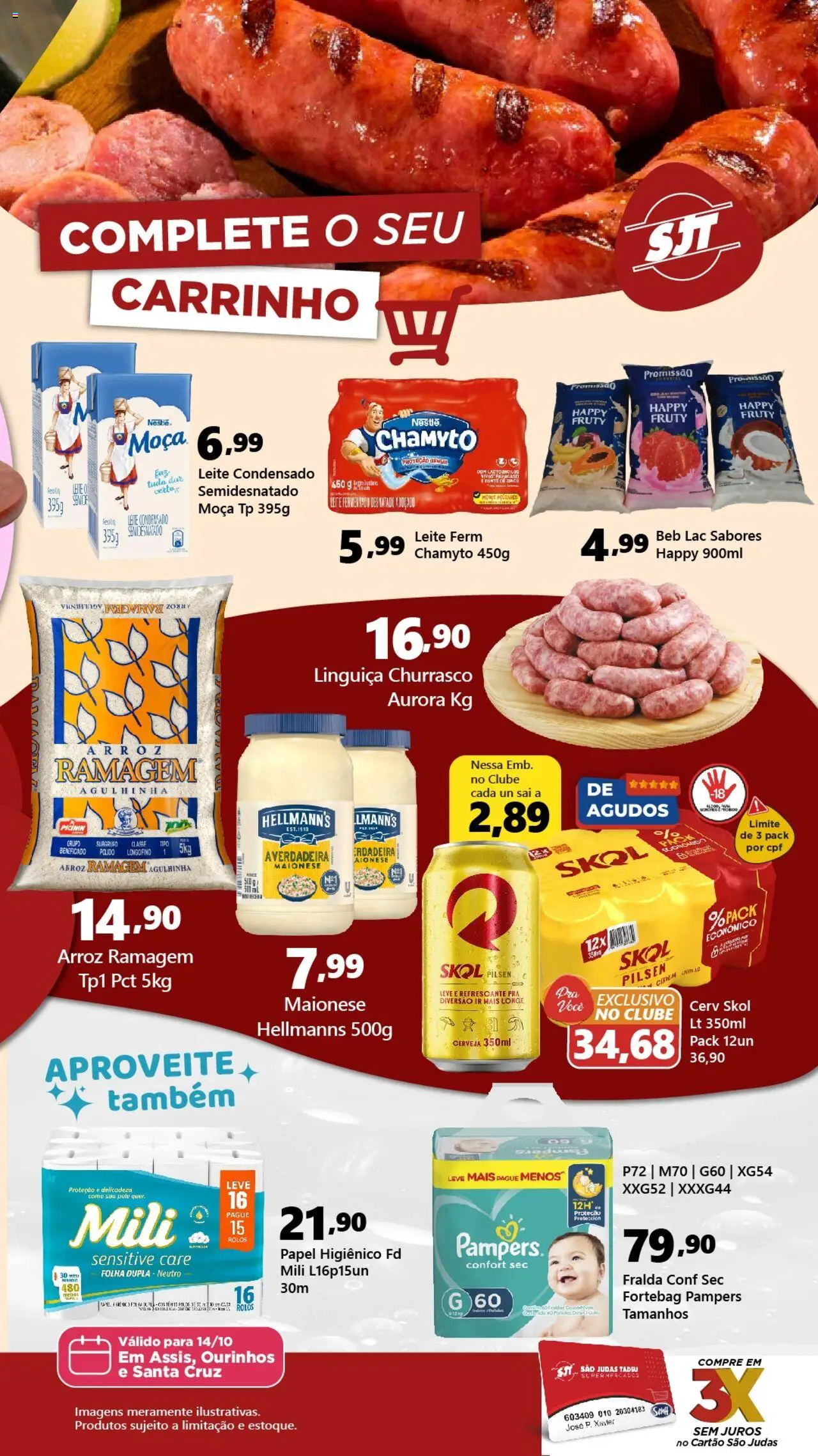 São Judas Tadeu Folheto - válido de 14.10.2025 | Página: 2 | Produtos: Leite, Cerveja, Fraldas, Maionese