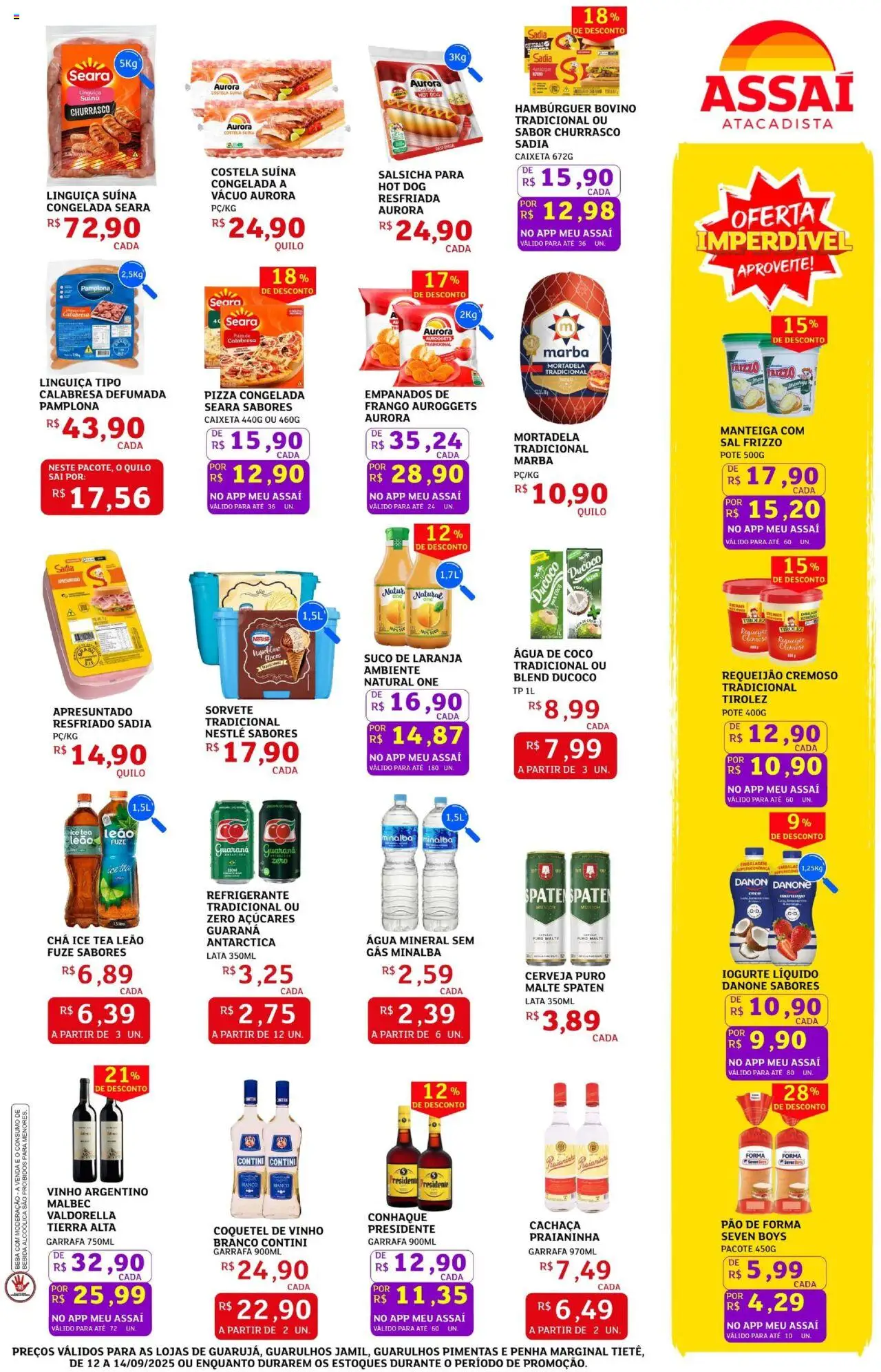 Assaí Atacadista Folheto - válido de 12.09.2025 | Página: 3 | Produtos: Água de coco, Pão, Suco, Refrigerante