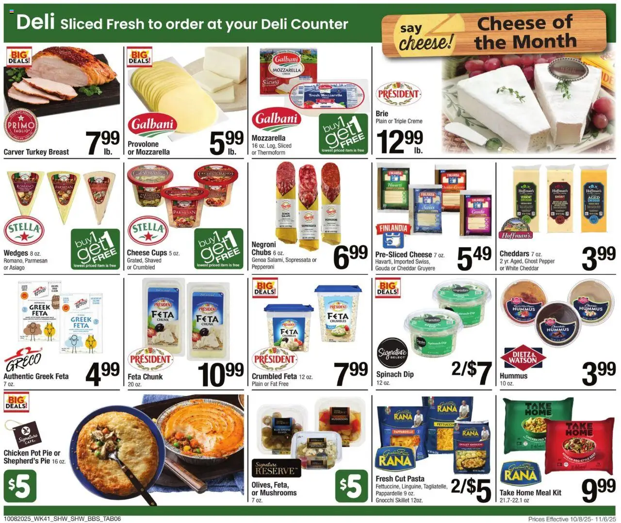 Shaw's Big Book of Savings - valid from 08.10.2025 | Page: 6 | Products: Mushrooms, Spinach, Cheese, Pepper