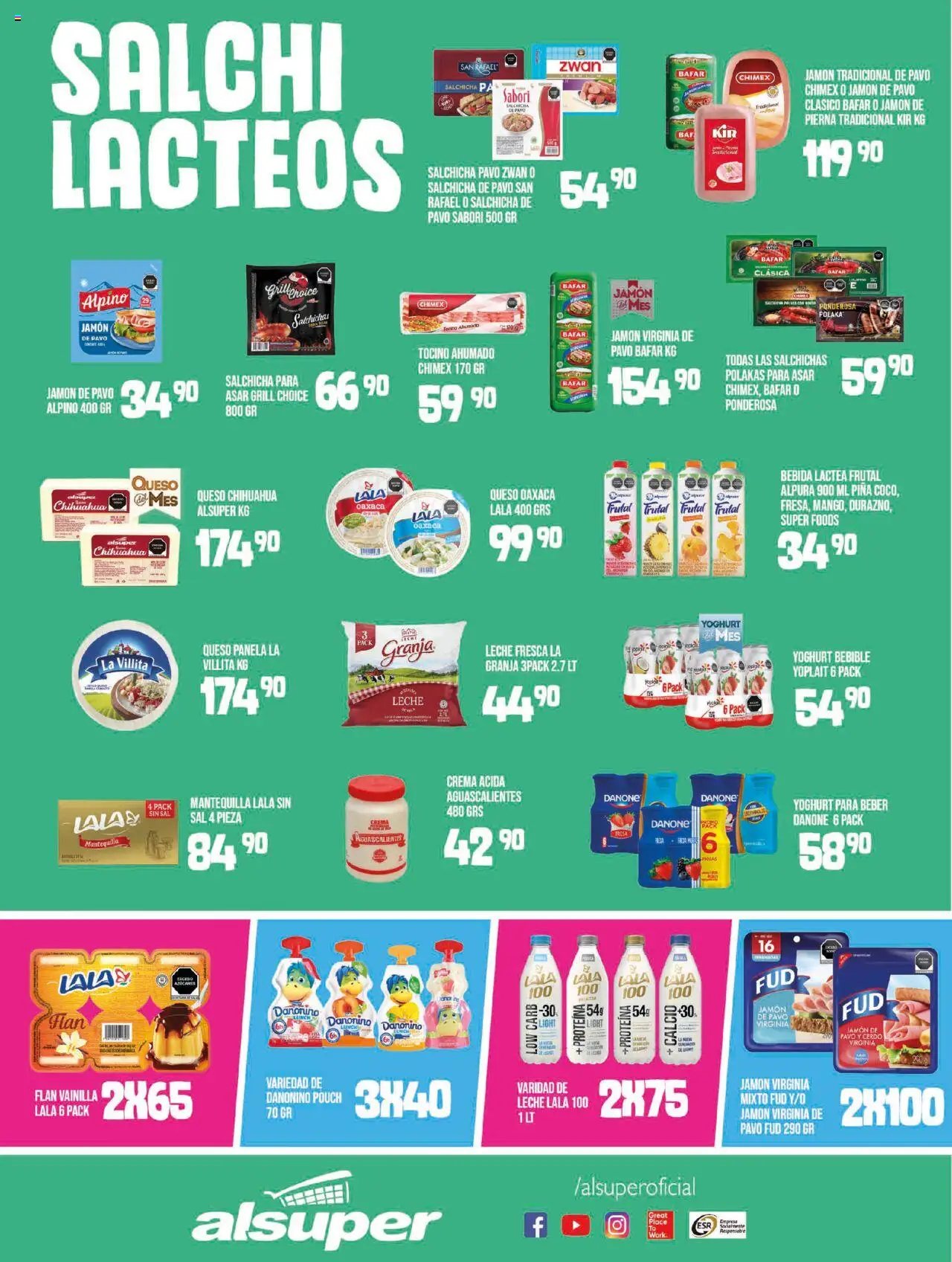 Nuevas ofertas de Alsuper válidas en toda la República Mexicana desde el 01.08.2025. ¡Encuentra las mejores ofertas en Alsuper - Folleto - Zacatecas! | Página: 3 | Productos: Tocino, Crema, Jamón, Cerdo