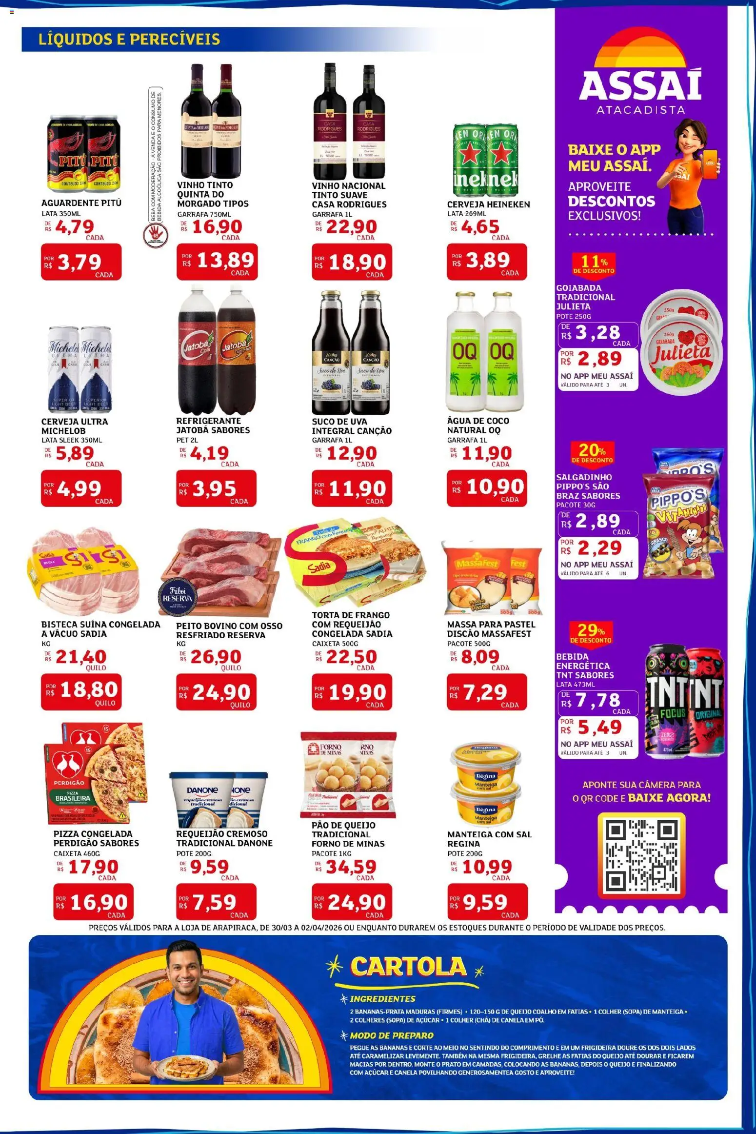 Assaí Atacadista Folheto - válido de 30.03.2026 | Página: 3 | Produtos: Água de coco, Cerveja, Massa, Requeijão