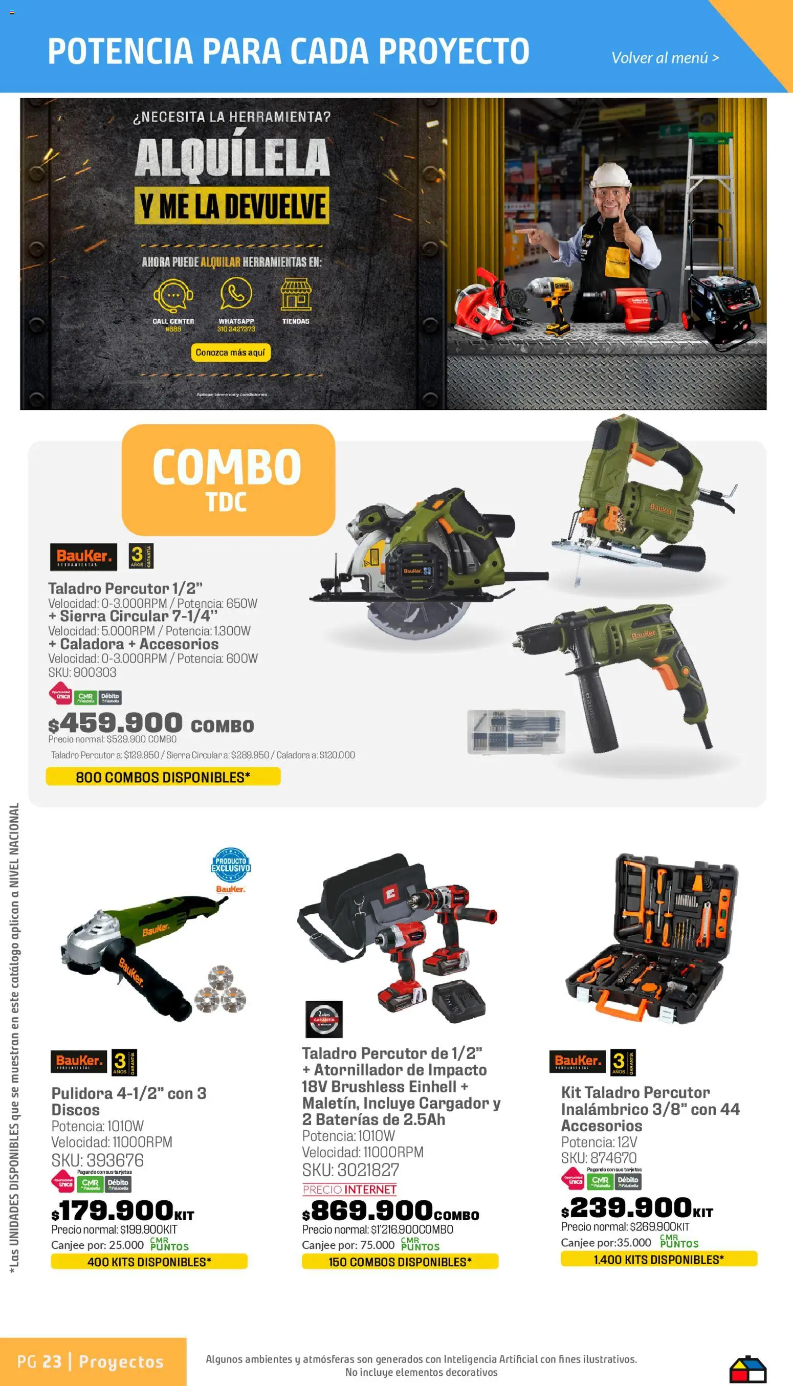 Homecenter revista - valida desde el 26.03.2026 | Página: 23 | Productos: Pulidora, Sierra, Taladro, Cargador