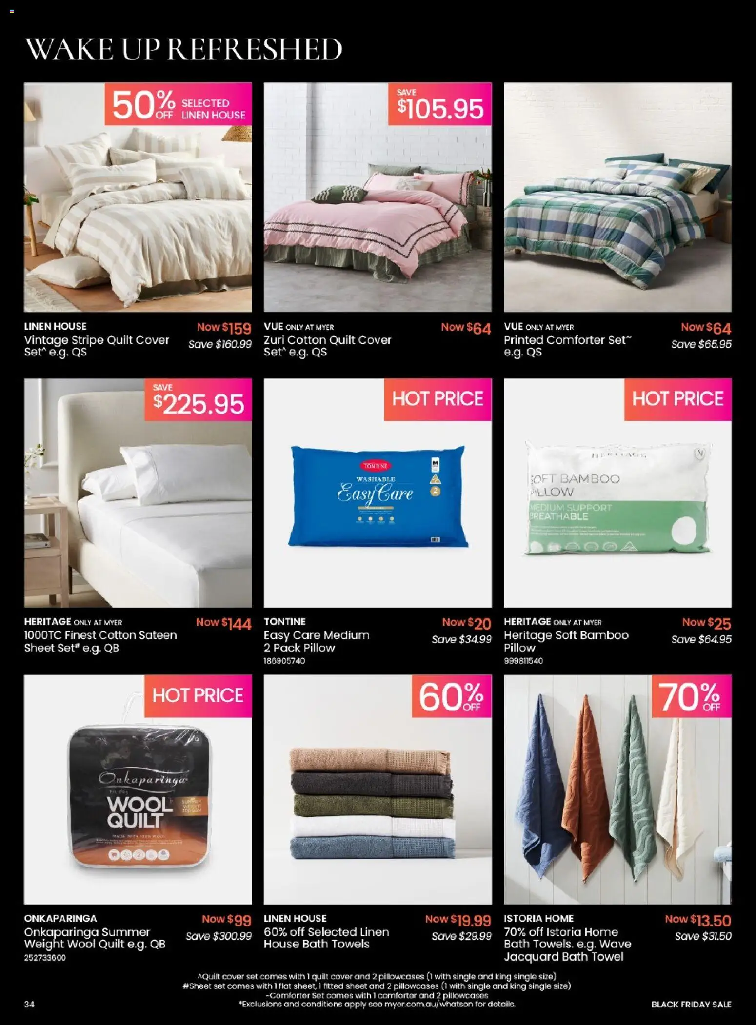 Myer catalogue - valid from 17.11.2025 | Page: 34 | Products: Linen, Towels, Weight, Pillow