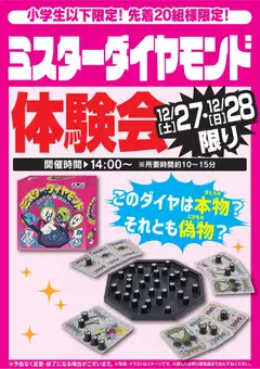 27.12.2025から有効なオファーを含む ヤマダ 電機 - ミスターダイヤモンド体験会 12/27・12/28限り