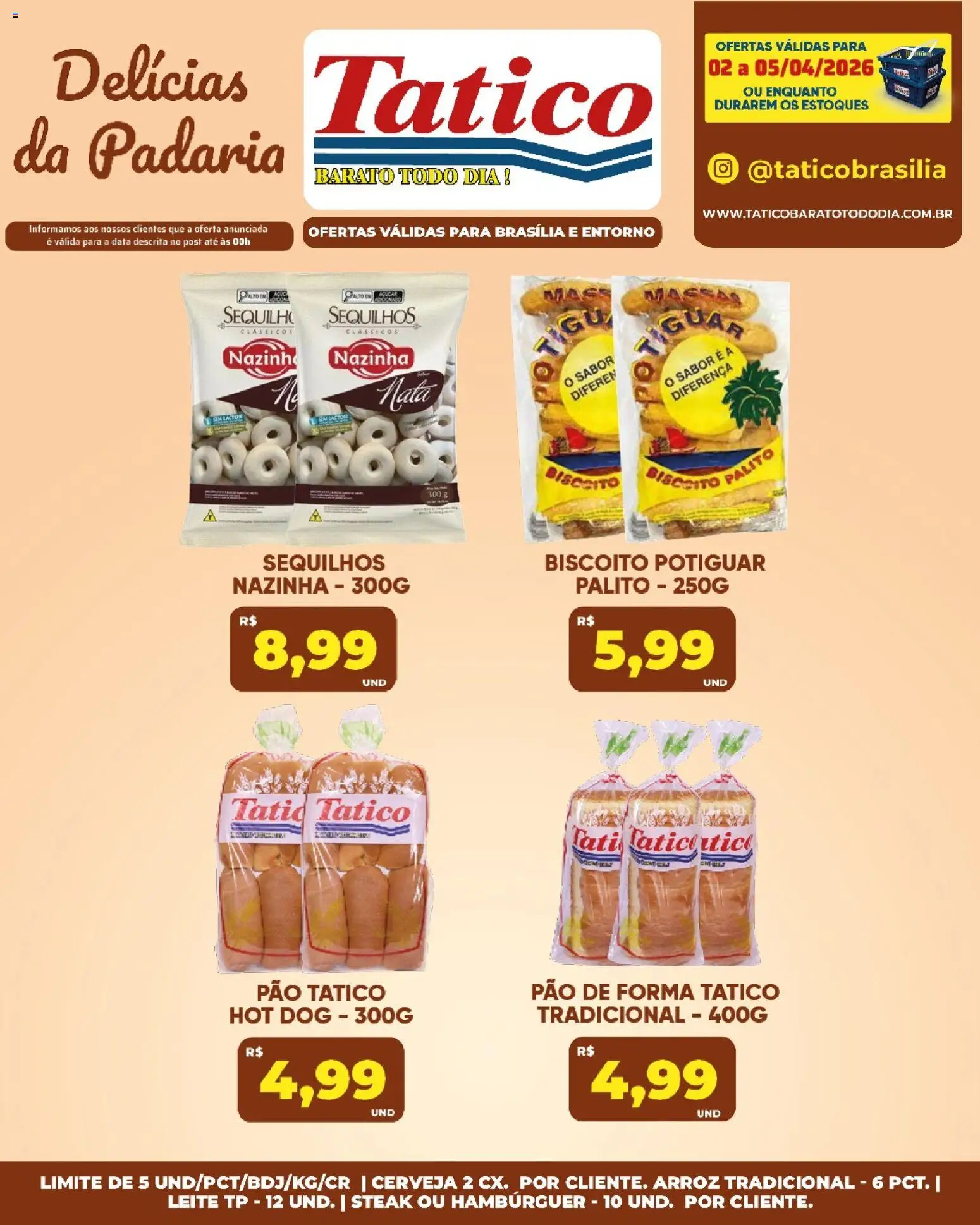 Tatico Folheto - válido de 03.04.2026 | Página: 57 | Produtos: Biscoito, Cerveja, Arroz, Hambúrguer