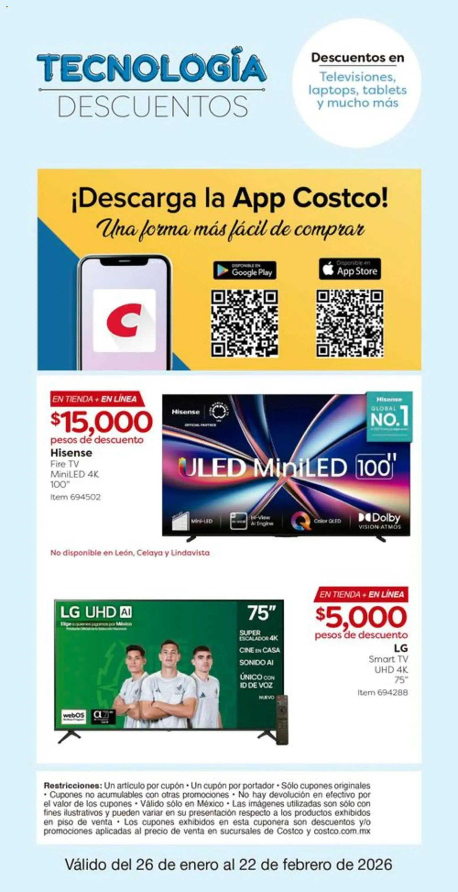 Nuevas ofertas de Costco válidas en toda la República Mexicana desde el 26.01.2026. ¡Encuentra las mejores ofertas en Costco catálogo! | Página: 3 | Productos: Televisión