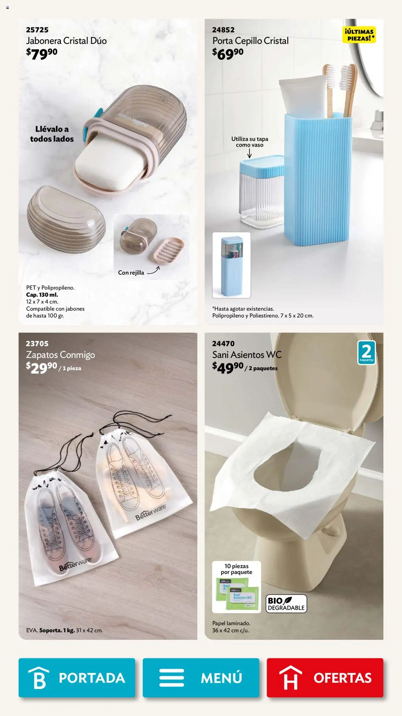 Nuevas ofertas de Betterware válidas en toda la República Mexicana desde el 01.09.2025. ¡Encuentra las mejores ofertas en Betterware - Campaña 9 2025! | Página: 111 | Productos: Cepillo, Zapatos, Wc, Rejilla