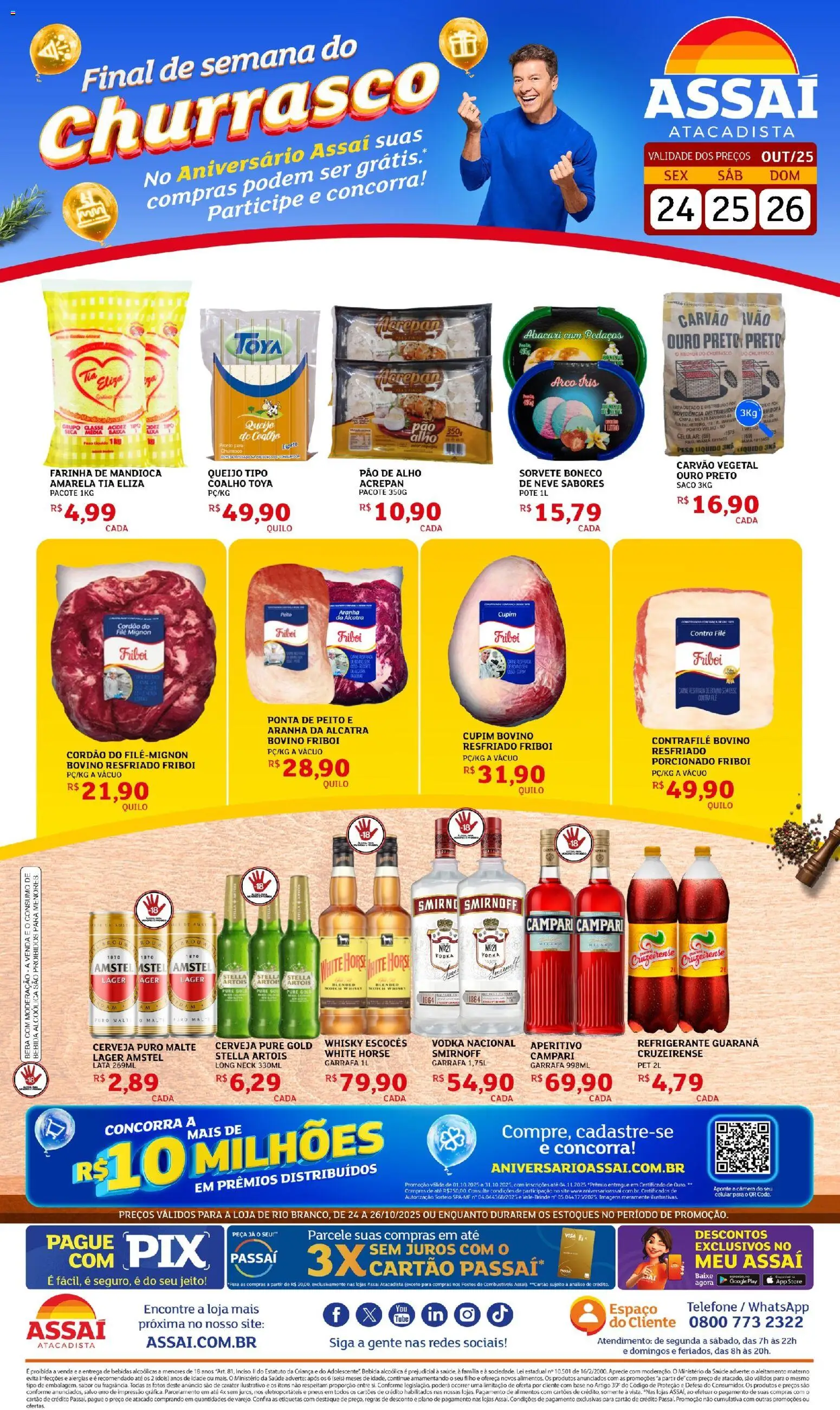 Assaí Atacadista Folheto - válido de 24.10.2025 | Página: 1 | Produtos: Filé mignon, Queijo, Base, Câmera