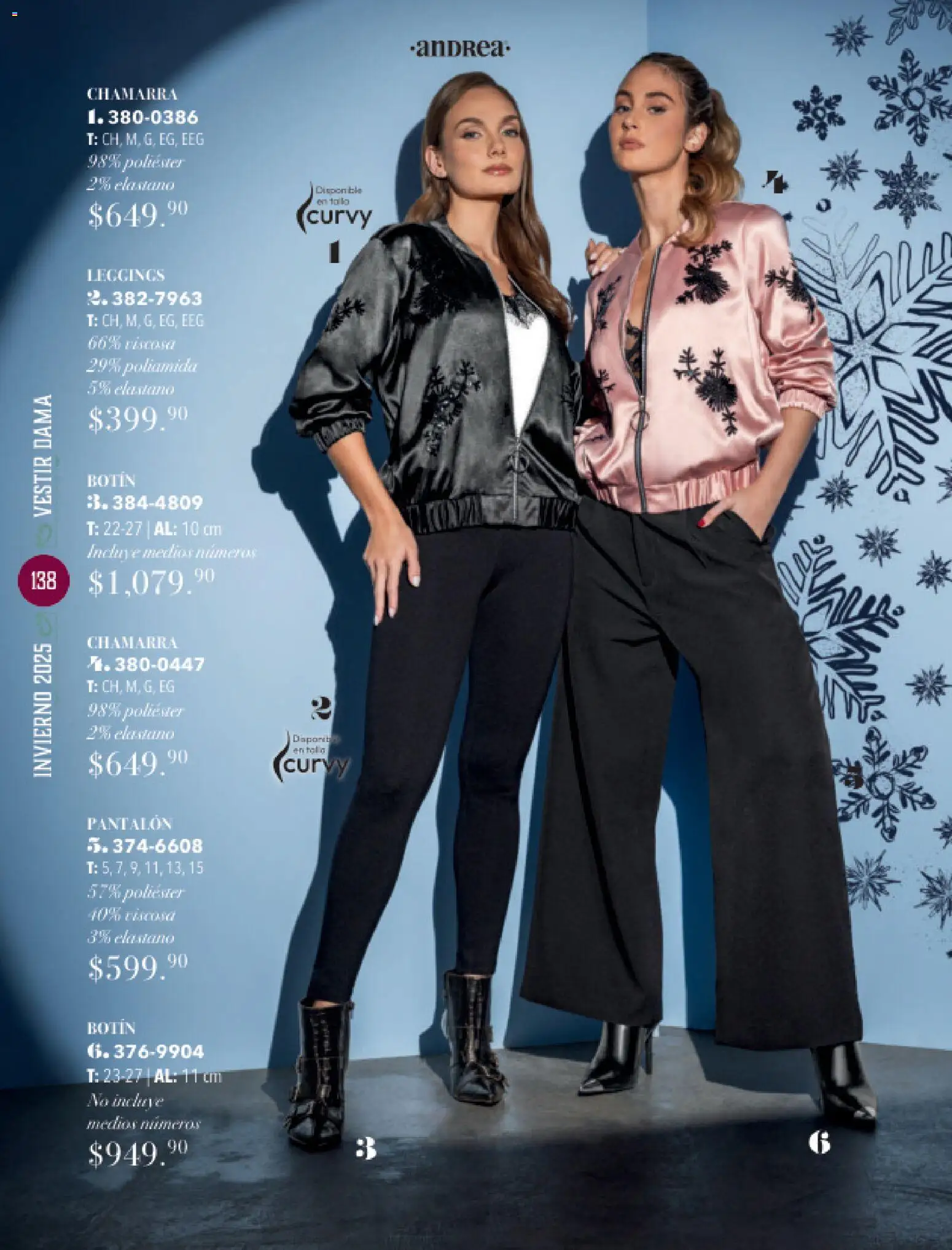 Nuevas ofertas de Andrea válidas en toda la República Mexicana desde el 26.11.2025. ¡Encuentra las mejores ofertas en Andrea catálogo Invierno! | Página: 138 | Productos: Leggings, Chamarra, Botín