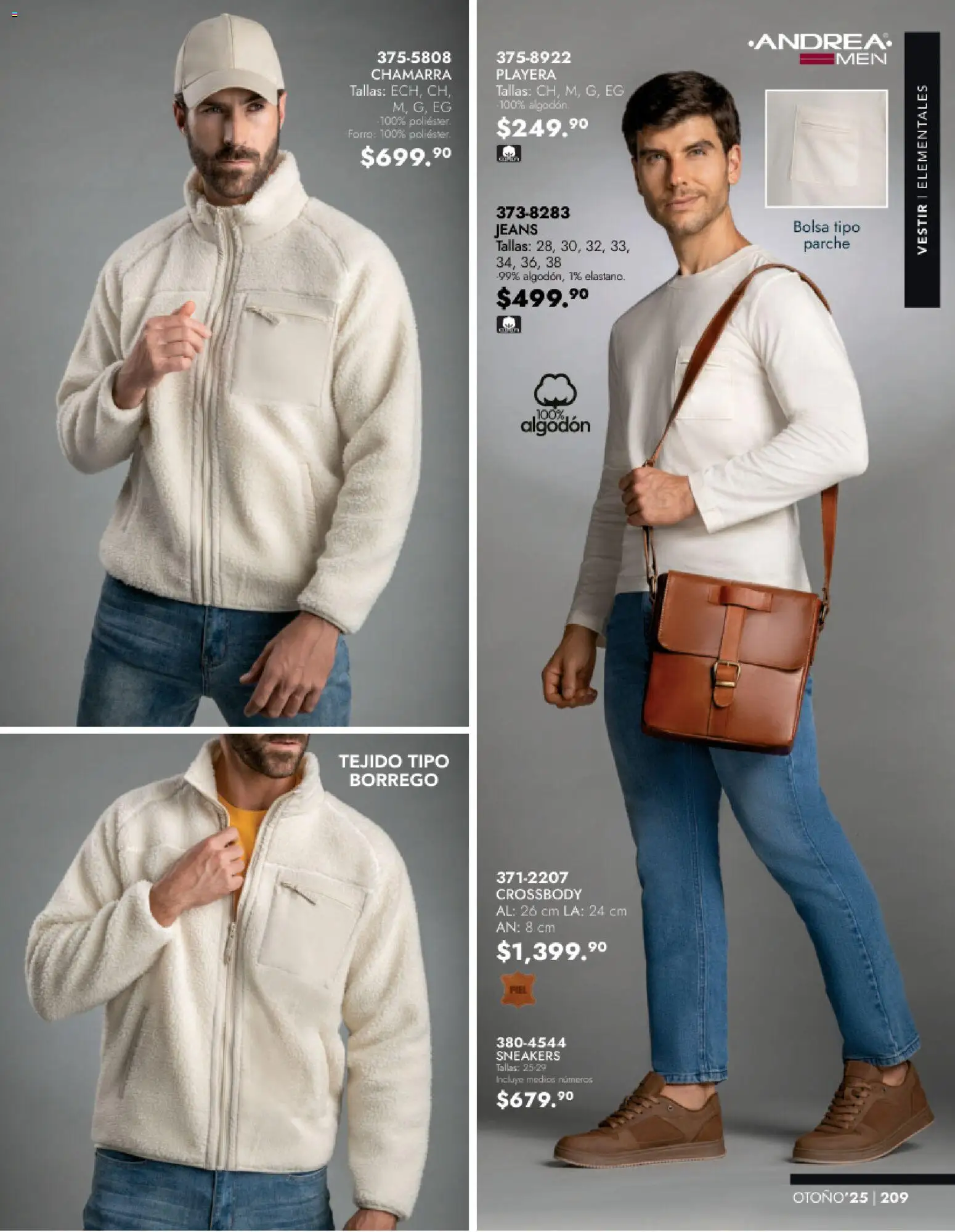 Nuevas ofertas de Andrea válidas en toda la República Mexicana desde el 26.11.2025. ¡Encuentra las mejores ofertas en Andrea catálogo Vestir Caballero otoño! | Página: 47 | Productos: Bolsa, Chamarra, Algodón, Playera