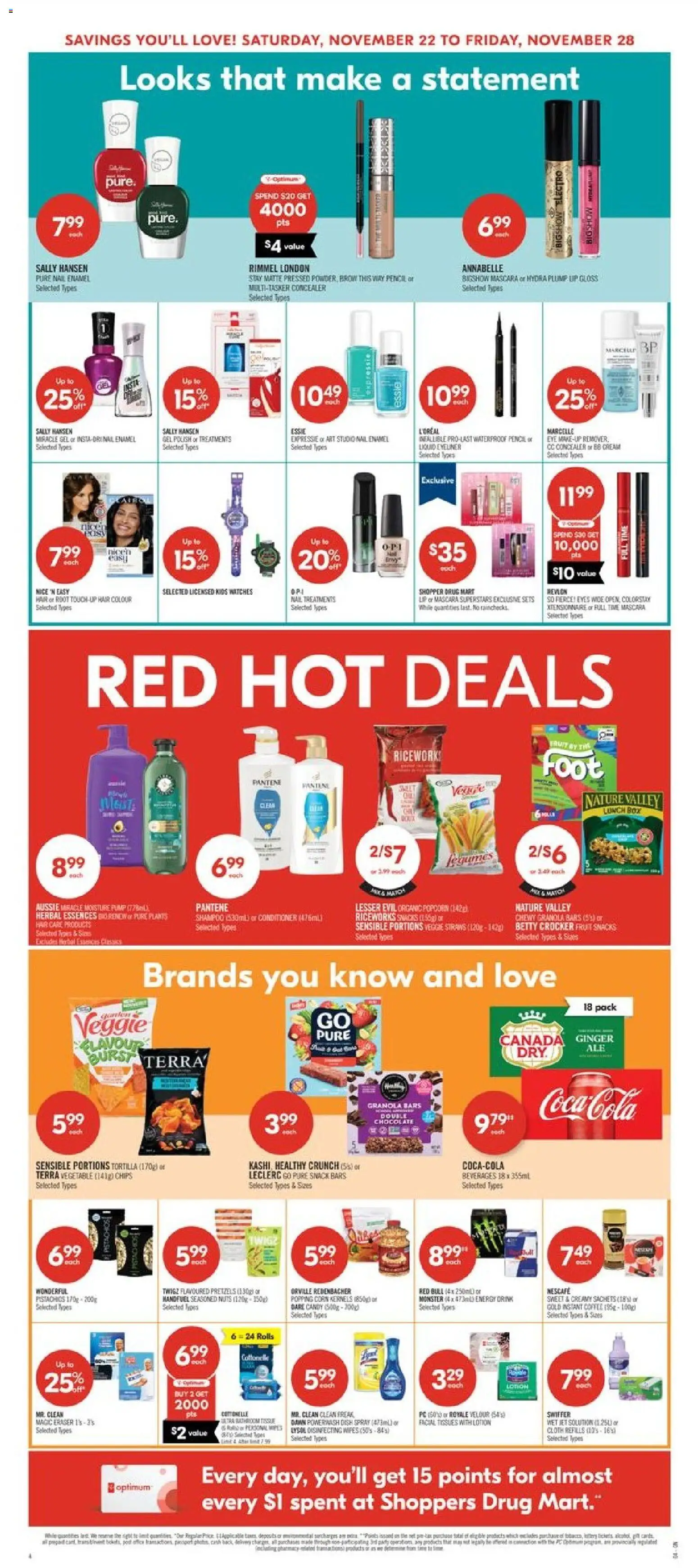 Shoppers flyer valid from 22.11.2025 | Page: 10 | Products: Chips, Nuts, Concealer, Coffee