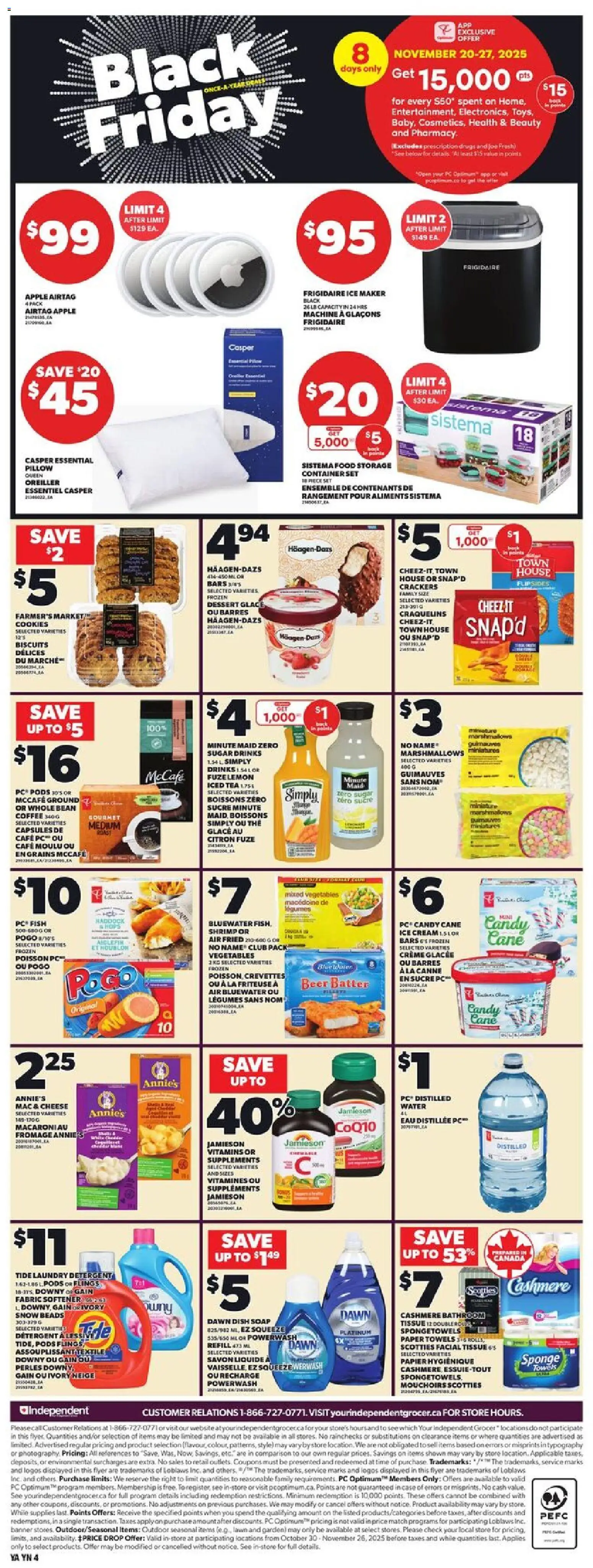 Independent Grocer flyer valid from 20.11.2025 | Page: 2 | Products: Fish, PC, Cheese, Beer