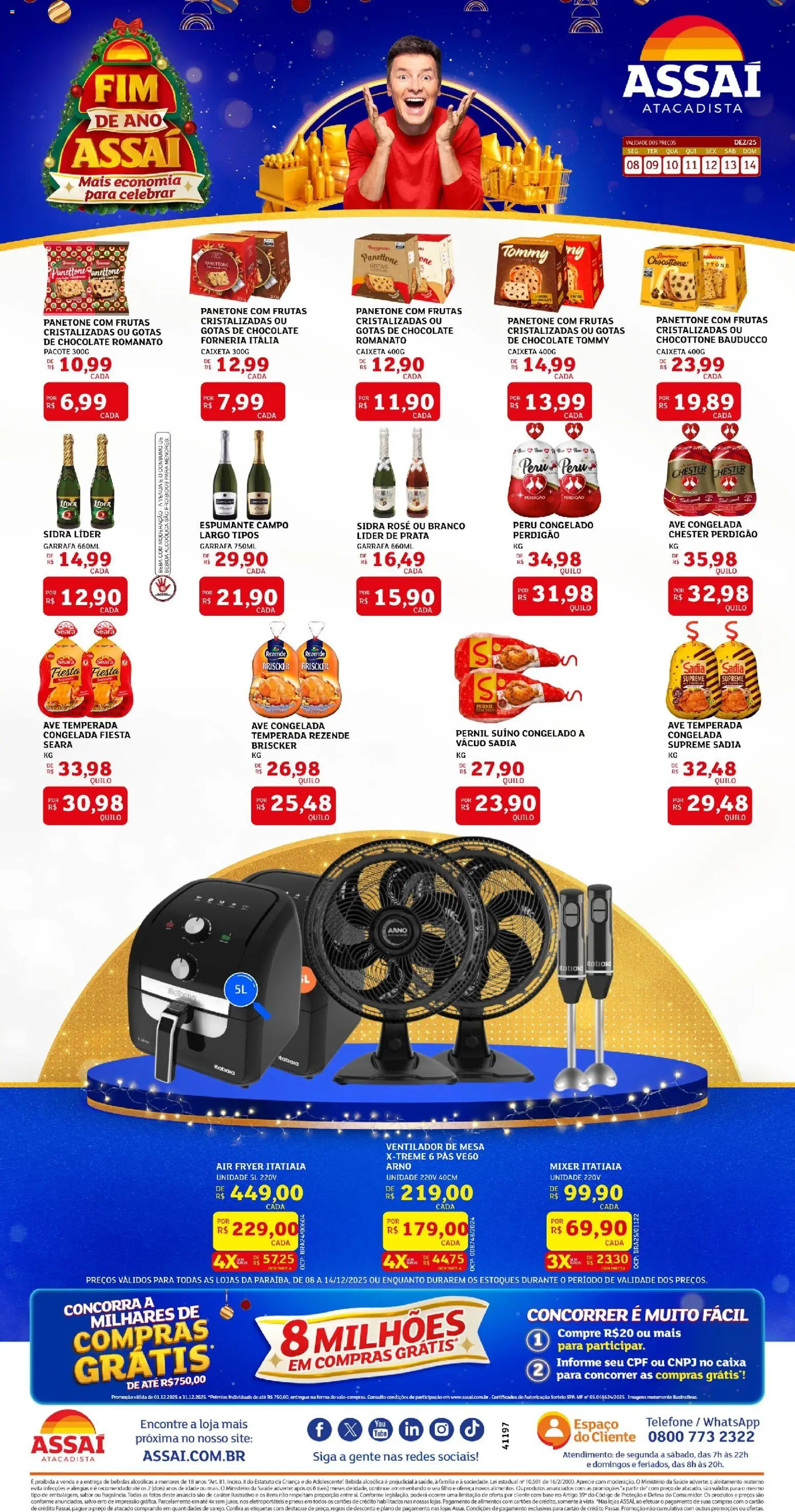 Assaí Atacadista Folheto - válido de 08.12.2025 | Página: 1 | Produtos: Chocolate, Pneus, Bebida, Telefone