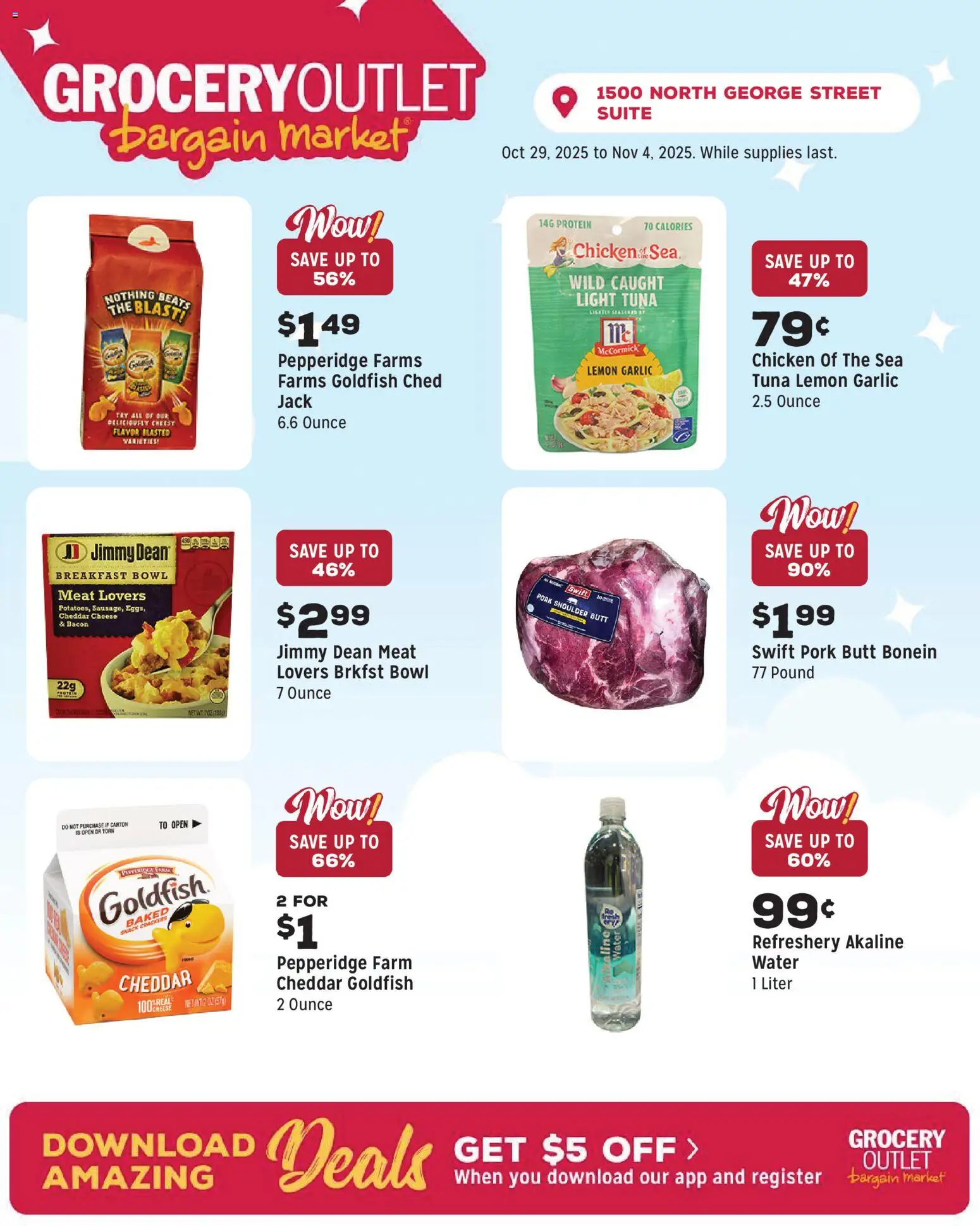 Grocery Outlet Weekly Ad - PA - valid from 29.10.2025 | Page: 4 | Products: Cheese, Pork, Lemon, Garlic
