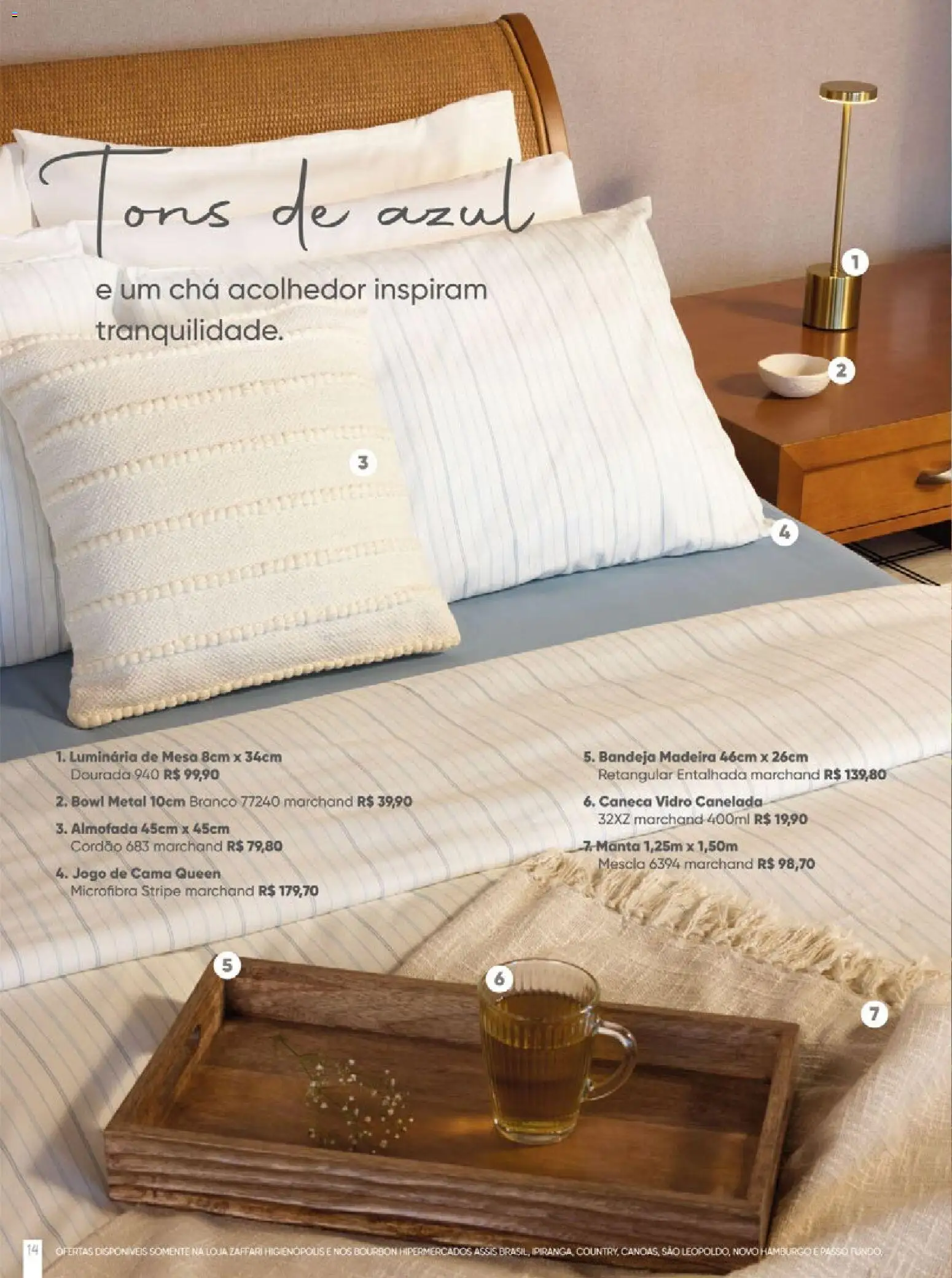 Zaffari Folheto - válido de 27.11.2025 | Página: 14 | Produtos: Jogo de cama, Almofada, Mesa, Luminária