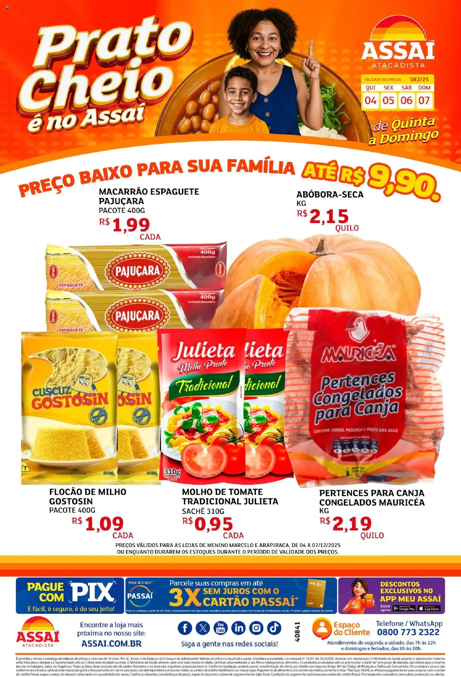 Assaí Atacadista Folheto - válido de 04.12.2025 | Página: 1 | Produtos: Espaguete, Pneus, Macarrão, Baixo